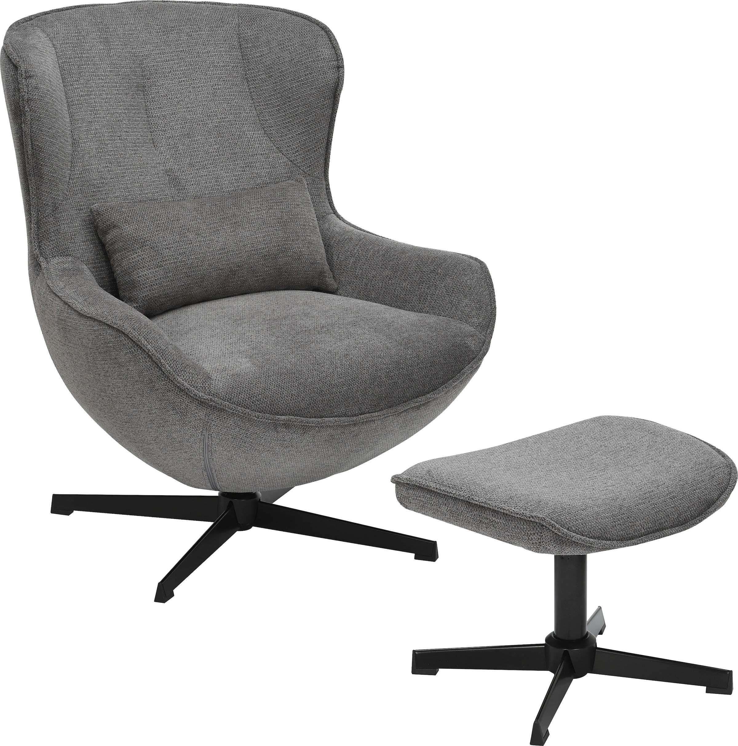 OTTO home Sessel »Yolli Relaxsessel, TV-Sessel mit Hocker« 360° Grad drehbar, Struktur-Bezug