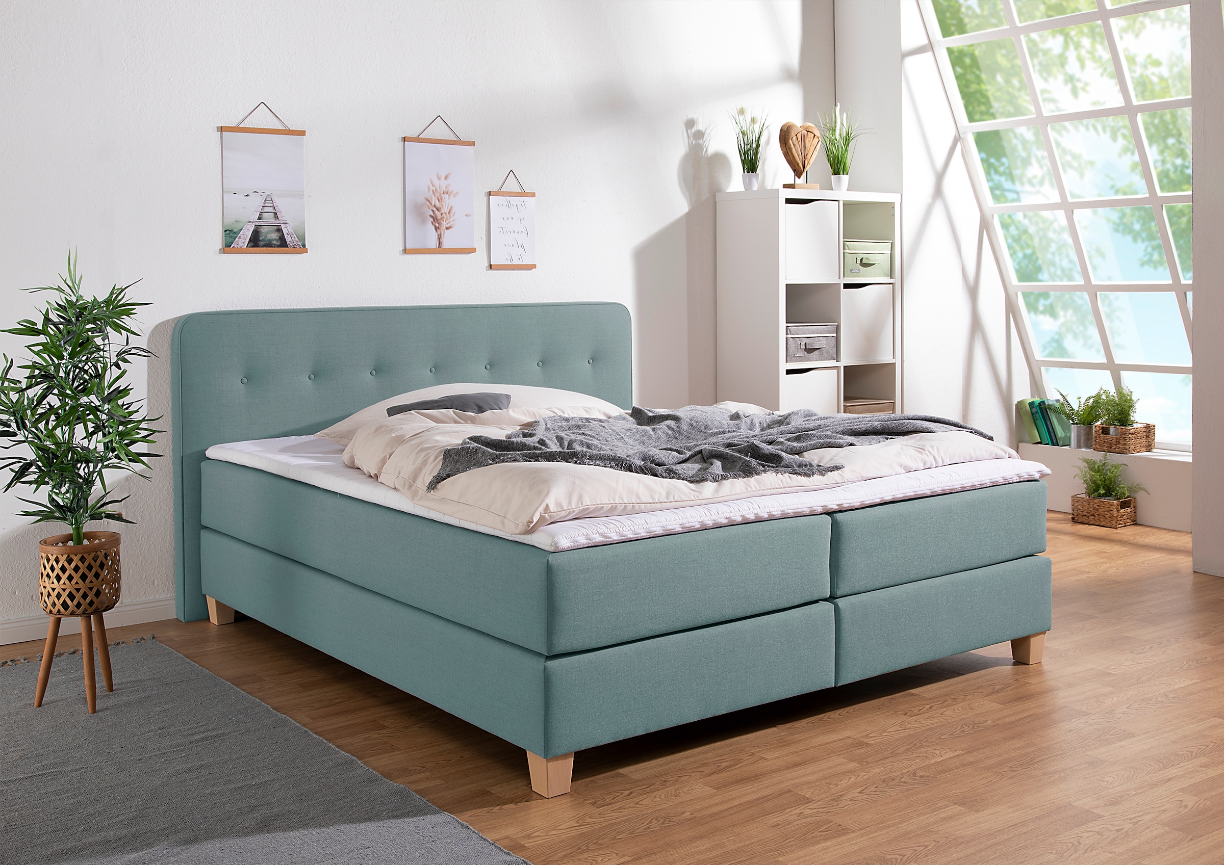 Home affaire Boxspringbett "Fargo" inkl. Topper, in 3 Matratzenarten, in Sa günstig online kaufen