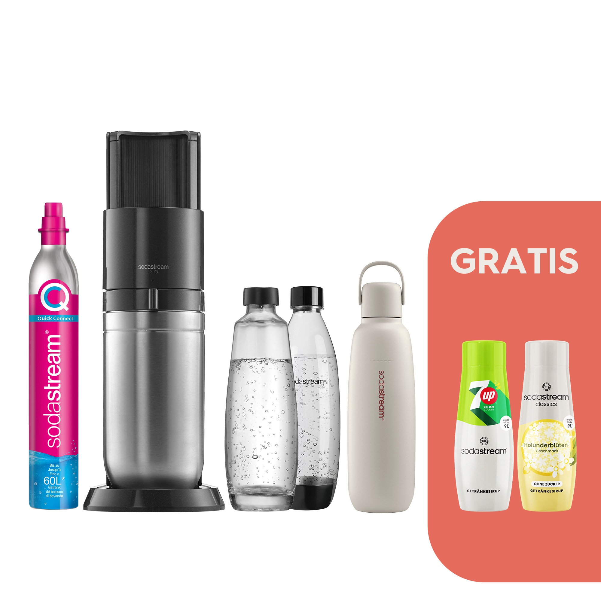SodaStream Wassersprudler »SodaStream DUO, titan, mit 3 Flaschen, 1 CO2-Zyl günstig online kaufen