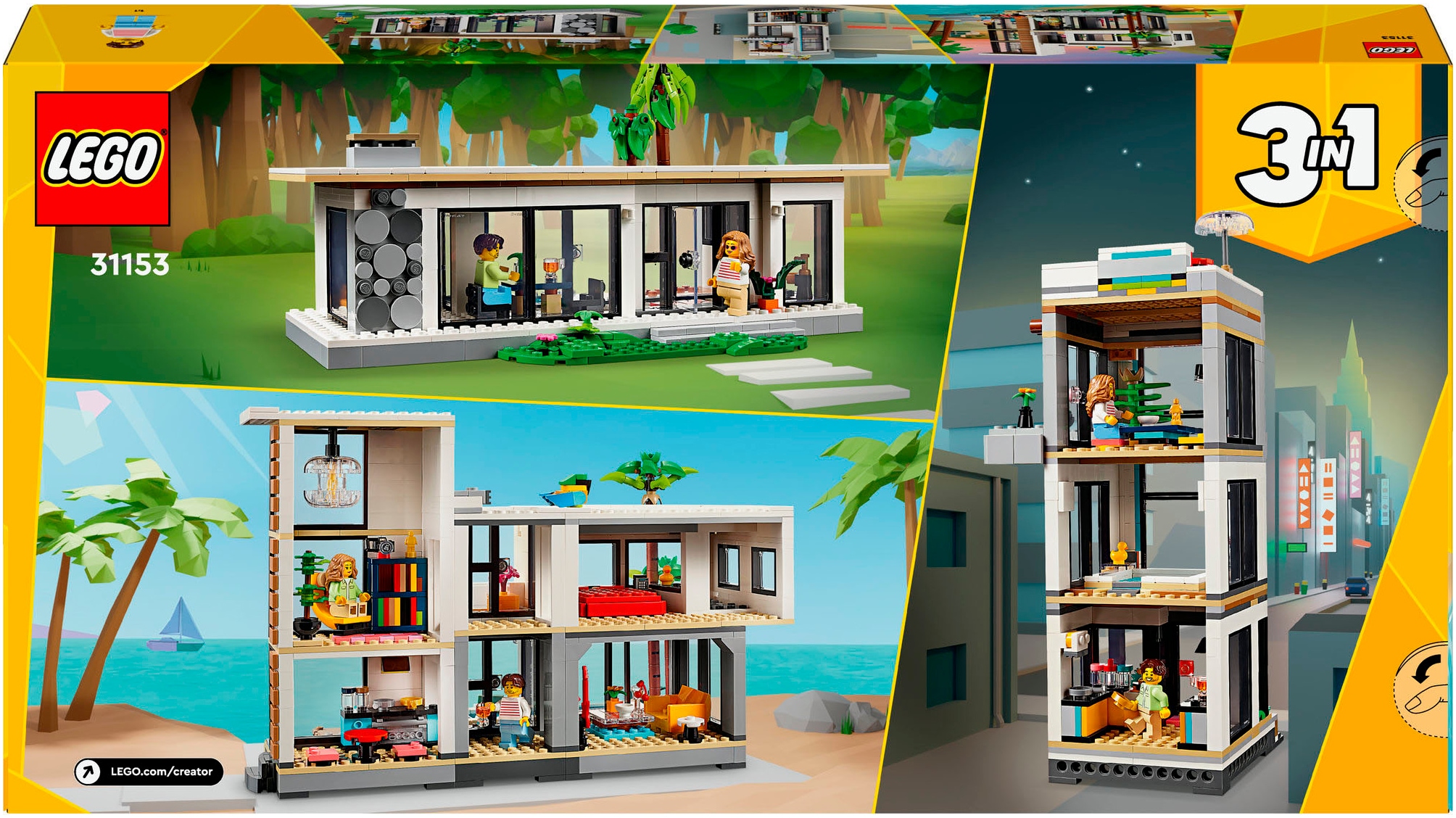 LEGO® Konstruktionsspielsteine »Modernes Haus (31153), LEGO Creator 3in1«, (939 St.), Made in Europe