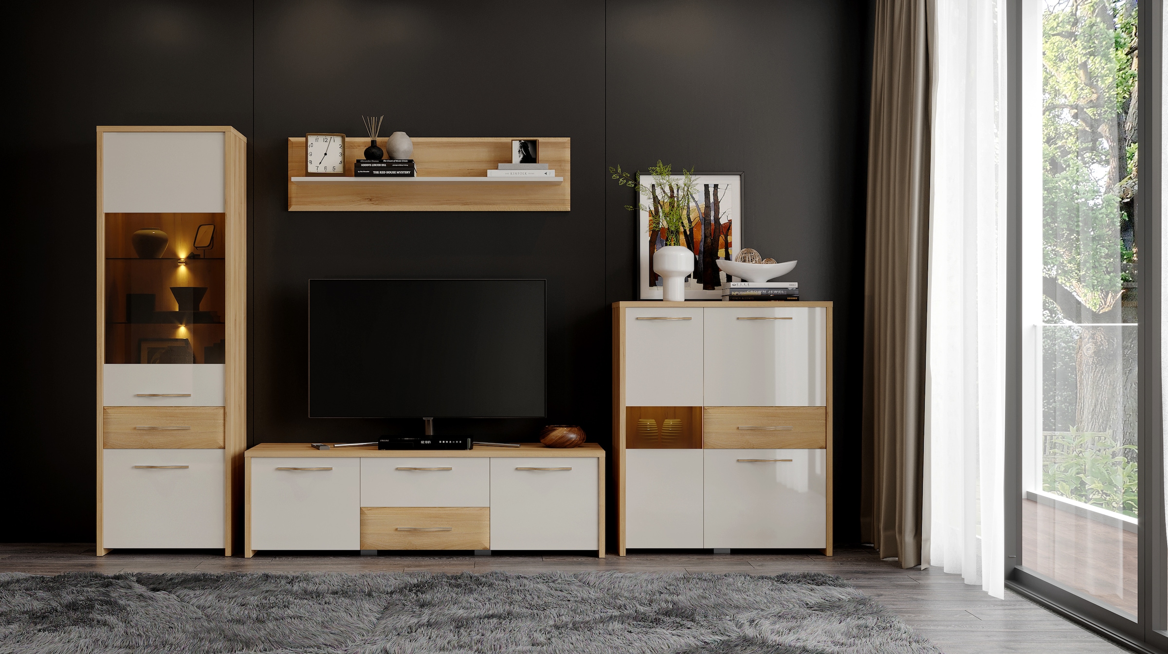 Home affaire Highboard »Gala«, Kommode, Höhe 115 cm, UV lackiert, kratzfest, hochglänzend