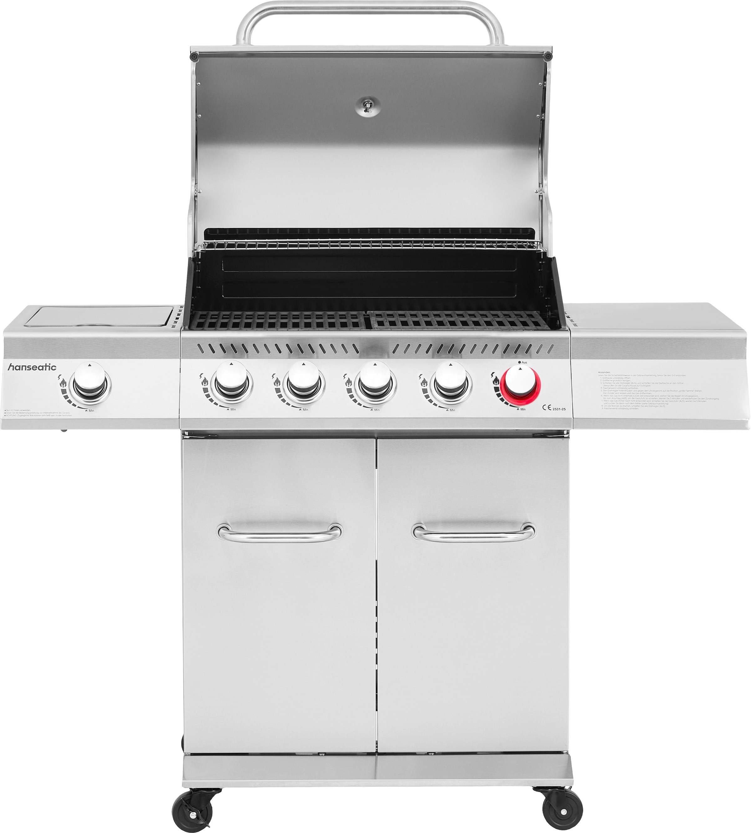 Hanseatic Gasgrill »Richland, 5 Brenner (inkl. Turbobrenner) + Seitenbrenner 21,5kw Gesamt« inkl. 3 Jahre Herstellergarantie