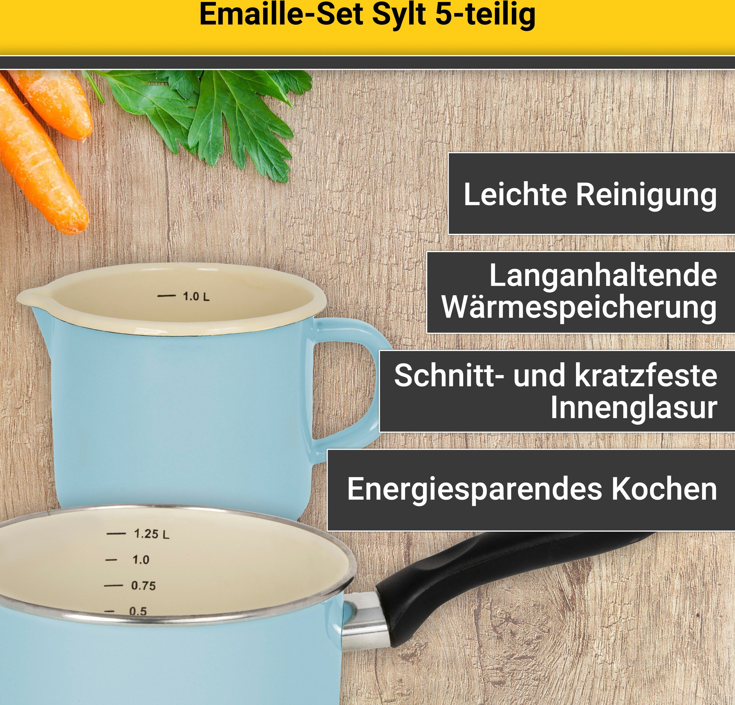 Krüger Topf-Set »Sylt«, Emaille-Aluminiumguss, (Set, 8 tlg., Fleischtopf 16 günstig online kaufen