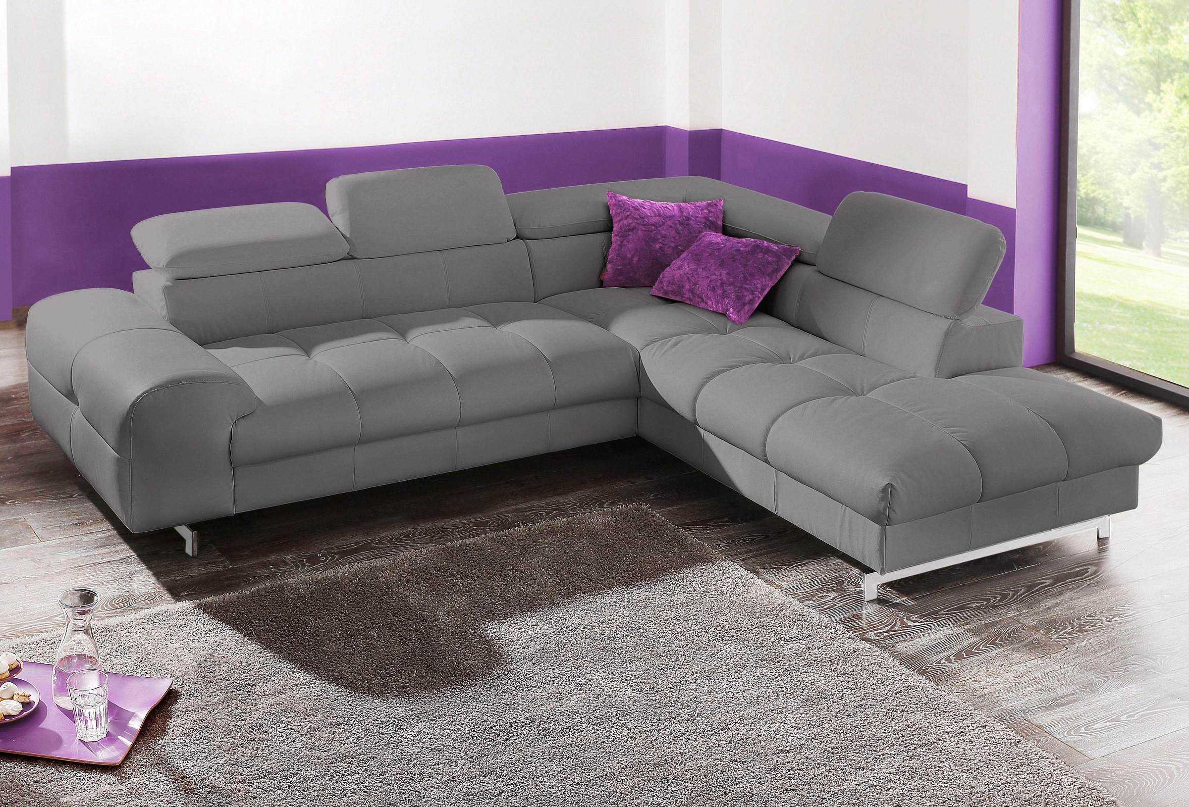 COTTA Ecksofa »Chef L-Form«, mit Kopfteilverstellung, edle Metallkufen, wah günstig online kaufen