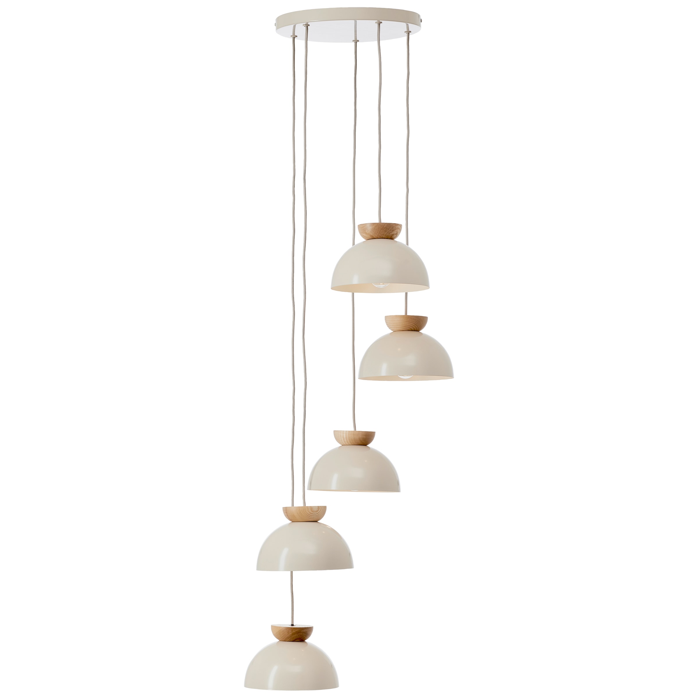 Brilliant Pendelleuchte »Nalam«, 5 flammig, Leuchtmittel E14 | ohne Leuchtmittel, 166 x 45 cm, E14, kürzbar, Metall/Holz, natur/beige