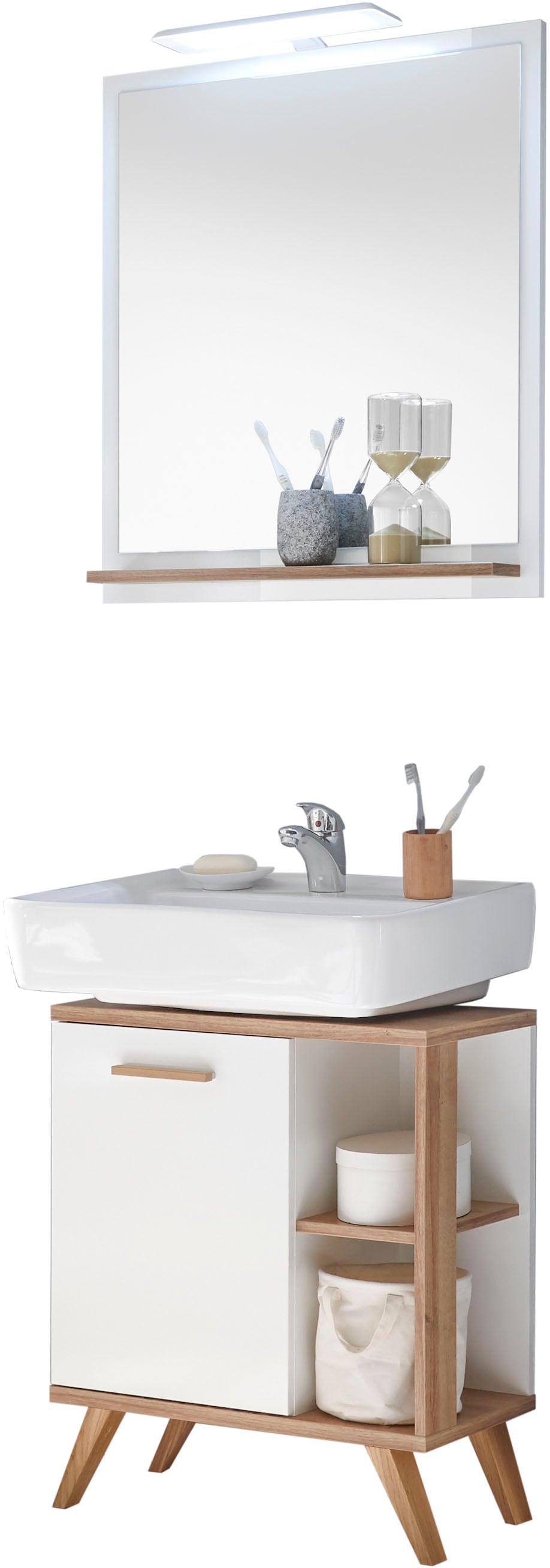 Saphir Badmöbel-Set »Quickset 2-teilig, Waschbeckenunterschrank mit LED-Spi günstig online kaufen