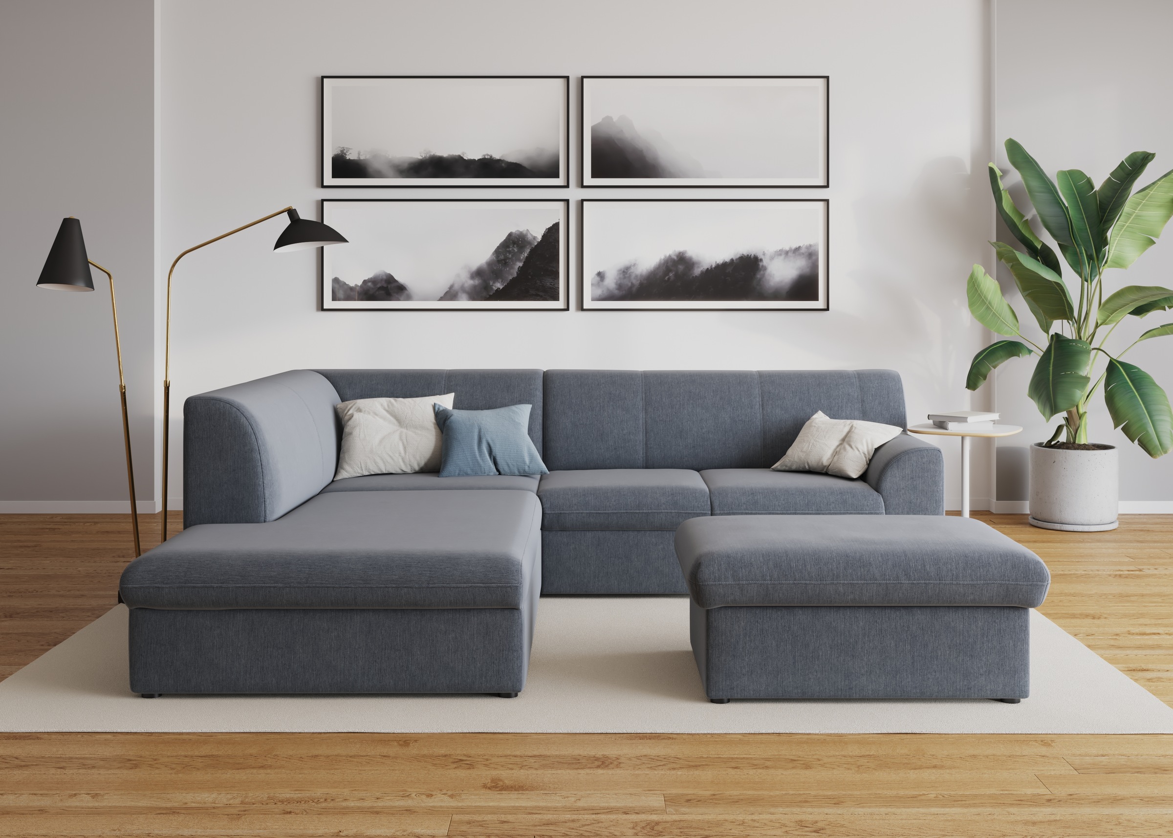 DOMO collection Ecksofa »Topper zeitlos elegant, kompakte Stellmaße, OTTOs Choice, L-Form«, mit Ottomane, wahlweise mit Schlaffunktion