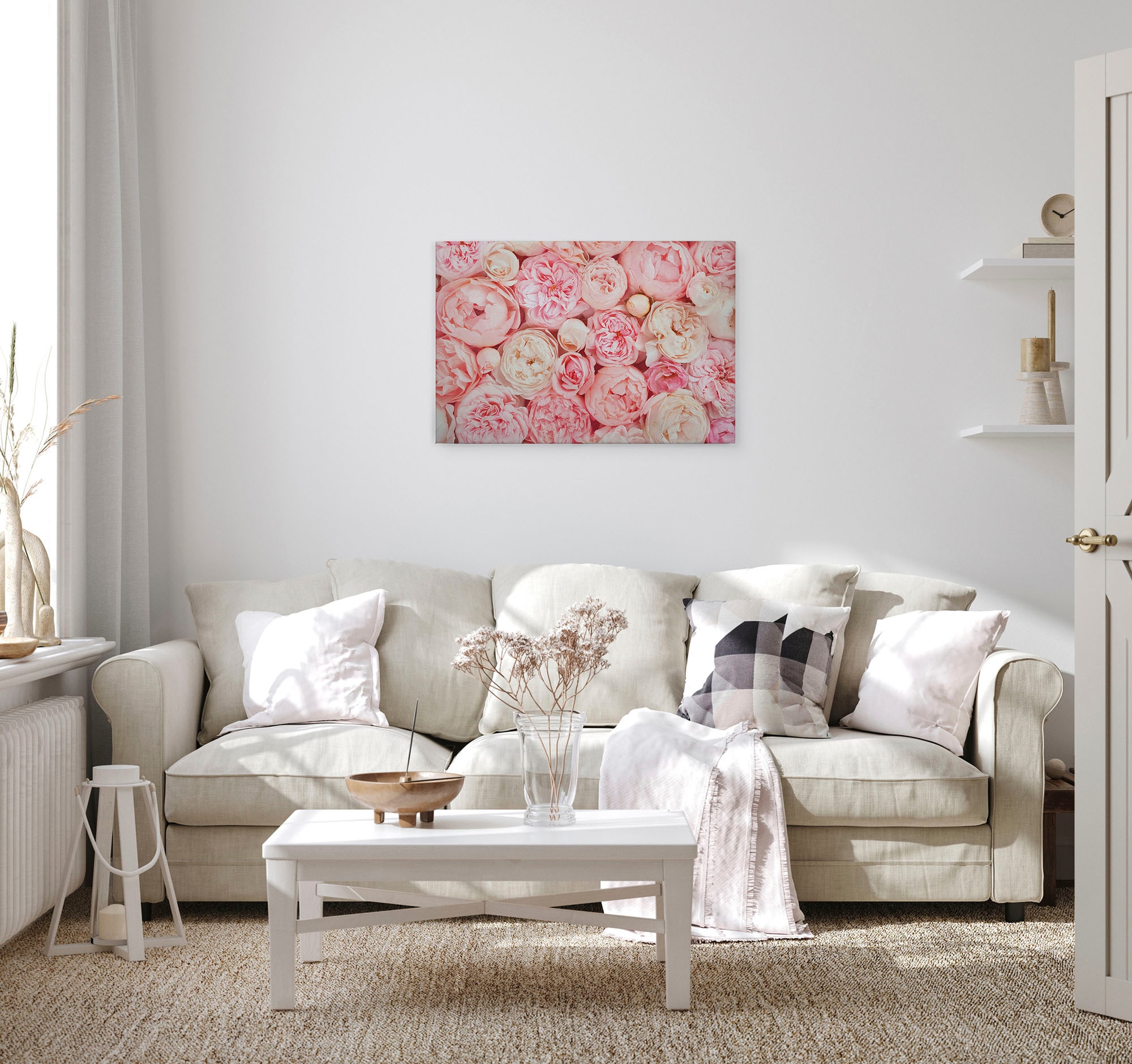 A.S. Création Leinwandbild »Roses«, Kunst-Blumen-Kinder, (1 St.), Romantische Rosen Rosenbild Keilrahmen Leinwand-Bild Wohnzimmer modern