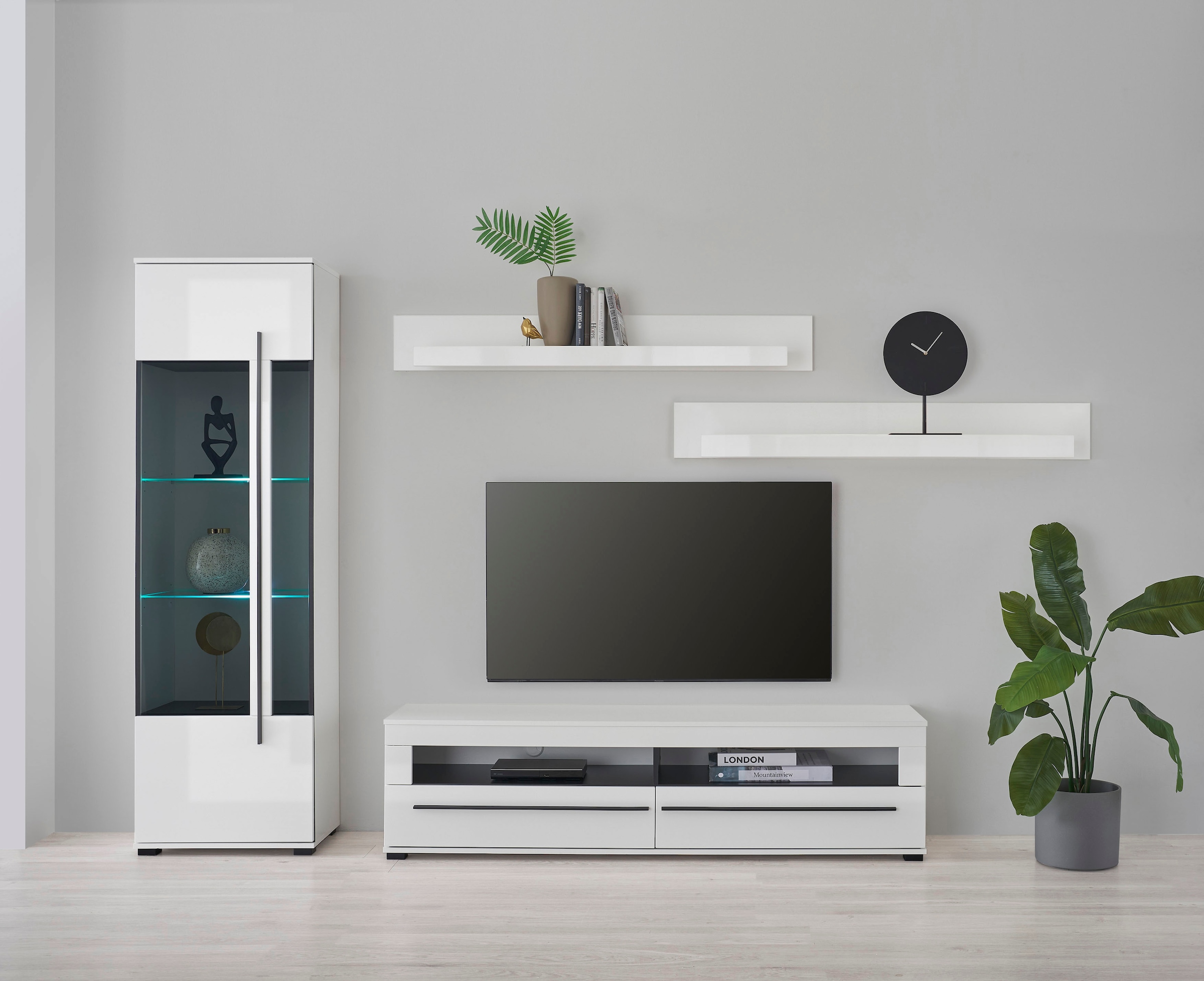 INOSIGN Wohnwand »Cantara, moderne Anbauwand, Wohnzimmer-Set, in Eiche Evok günstig online kaufen