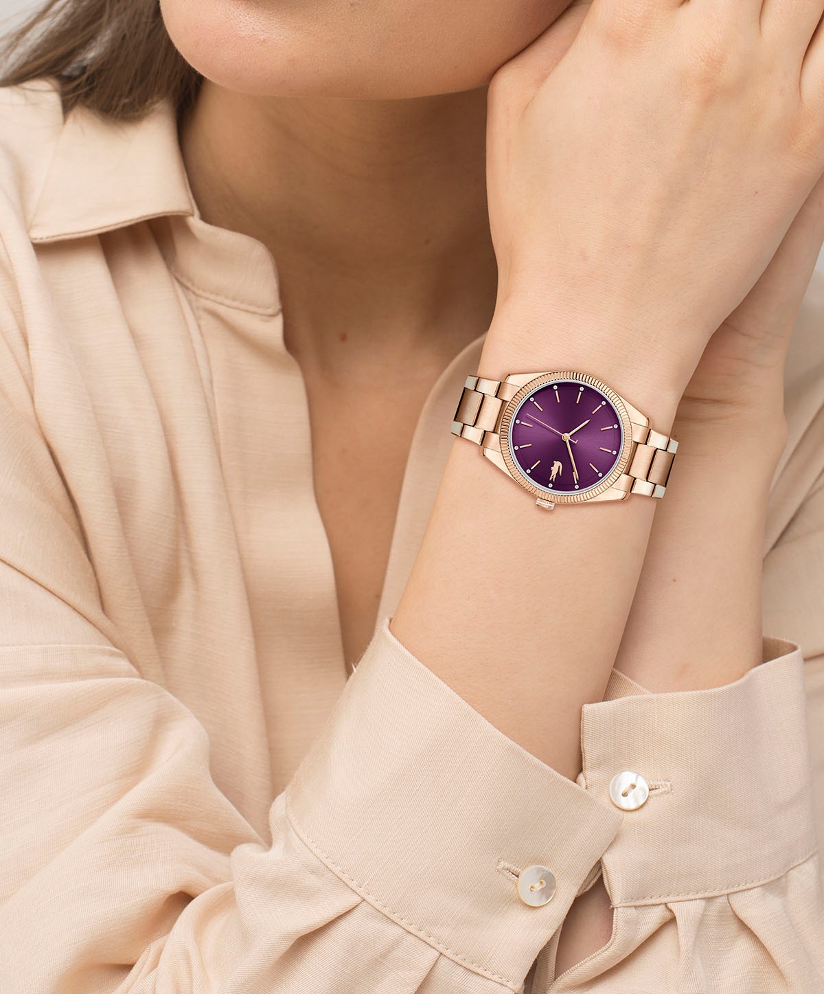 Lacoste Quarzuhr »CAPUCINE«, Armbanduhr, Damenuhr, analog, Glaskristalle, Edelstahlarmband