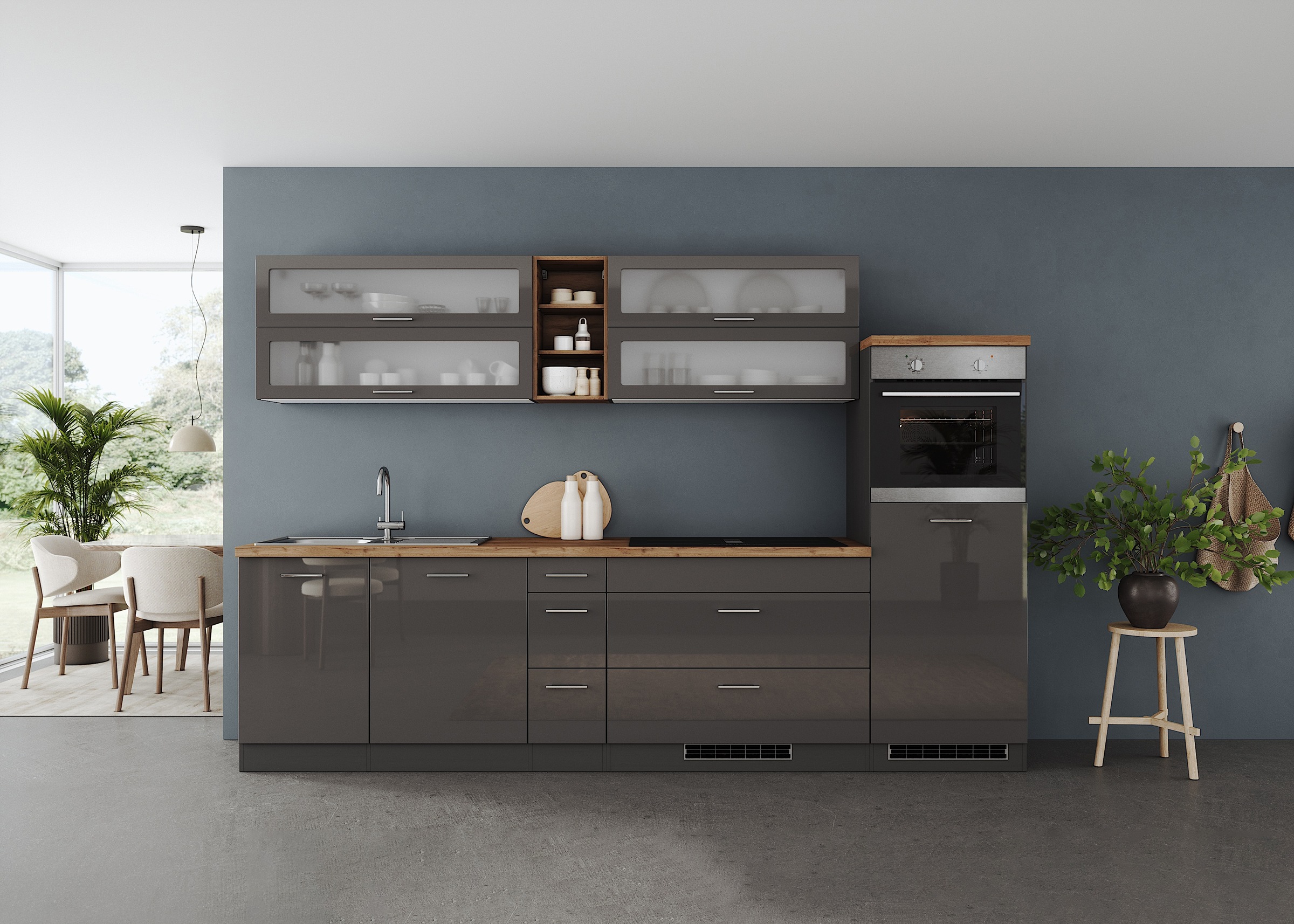 KOCHSTATION Küchenzeile »KS-Milan, optional mit Muldenlüfter« Breite 300 cm günstig online kaufen