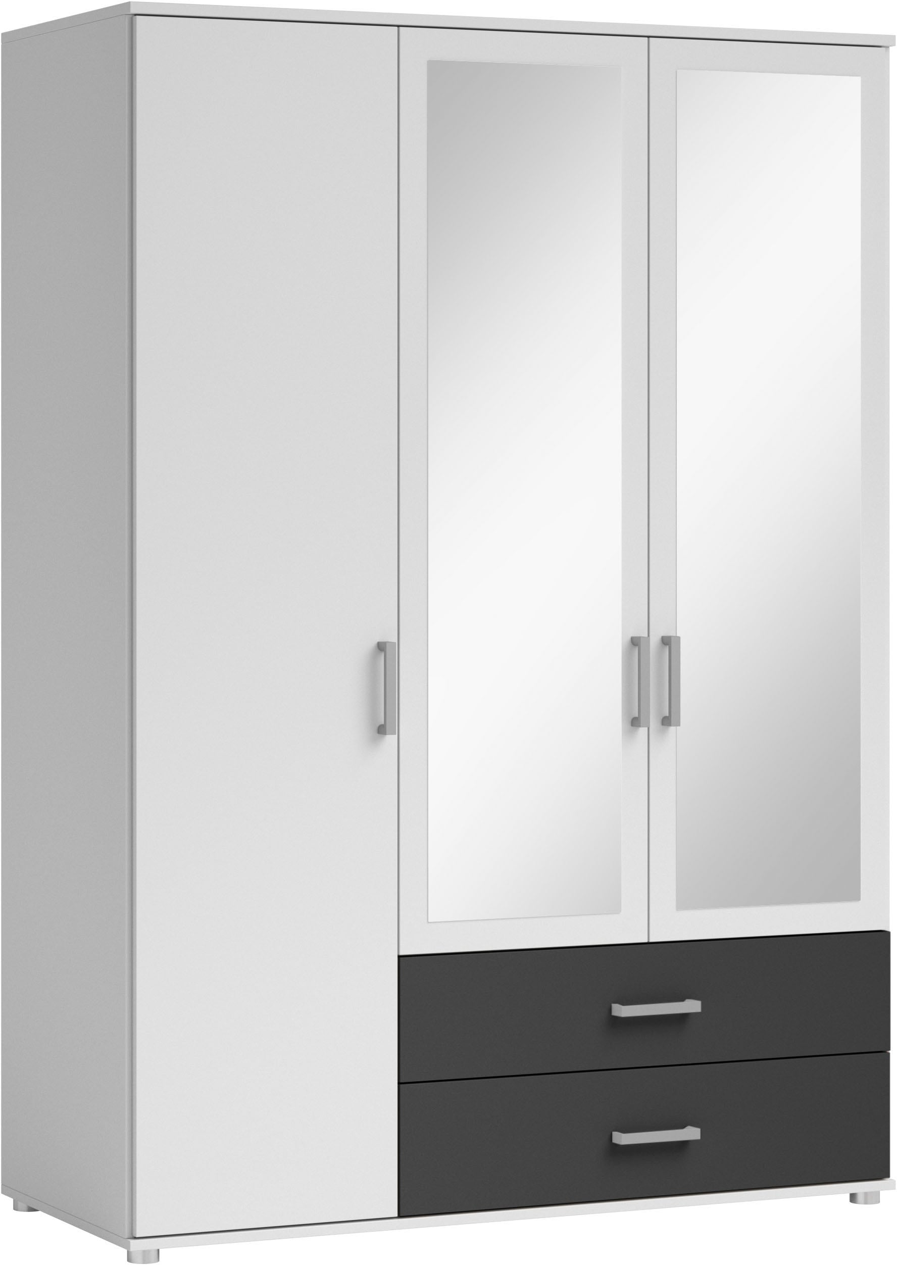 Schlafkontor Drehtürenschrank »Ivar Kleiderschrank mit Spiegel«, inklusive 2 Spiegeltüren und 2 farblich abgesetzten Schubkästen