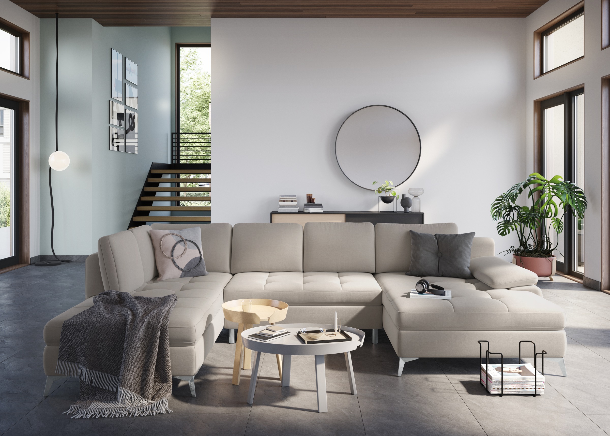 sit&more Wohnlandschaft »Latigo U-Form«, mit Recamiere, wahlweise mit Bettfunktion und Bettkasten