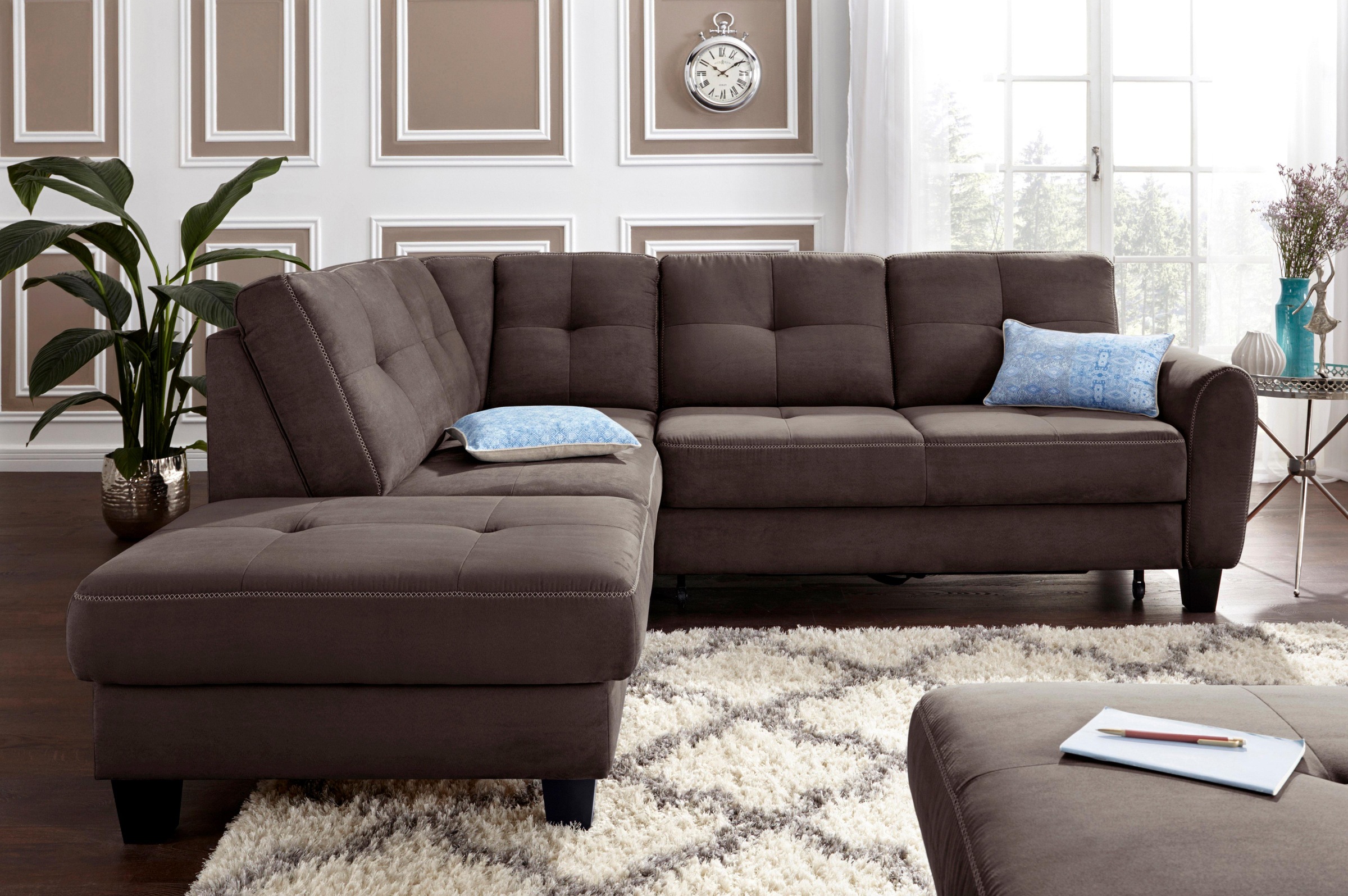 sit&more Ecksofa »Varese L-Form«, mit Federkern, wahlweise mit Bettfunktion günstig online kaufen