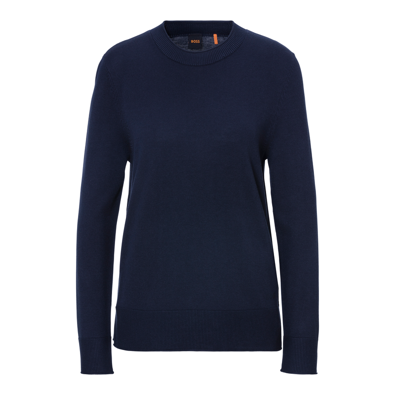 BOSS ORANGE Strickpullover »Fanikale Premium Damenmode« klassicher Basic-Pullover, Rundhals Dark Blue 404 L L Klassischer Basic Pullover von BOSS...