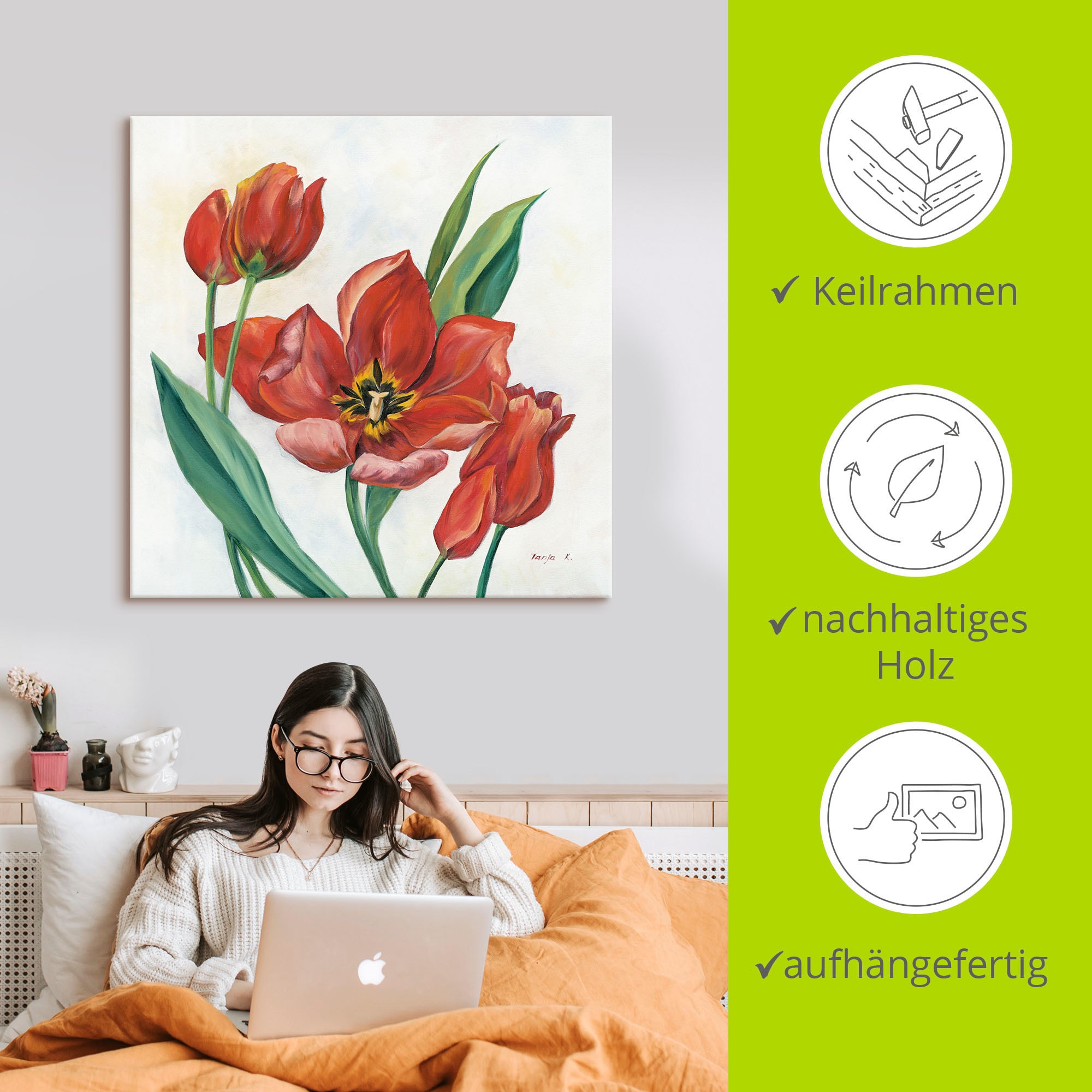 Artland Wandbild »Tulpen I«, Blumenbilder, (1 St.), als Leinwandbild, Poster in verschied. Größen