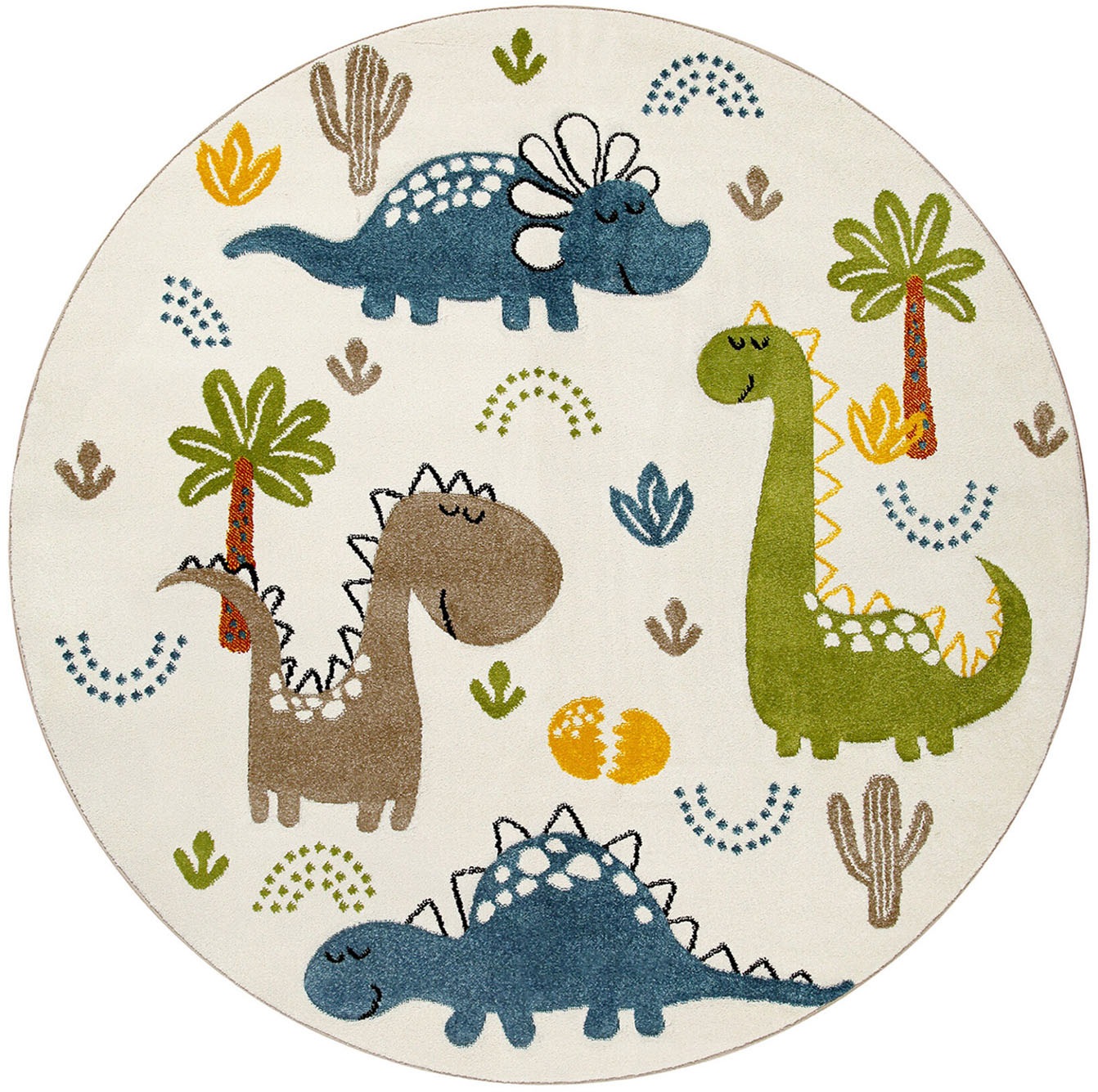 SMART KIDS Kinderteppich »Dino & Friends«, rund, 10 mm Höhe, Moderner Spiel günstig online kaufen
