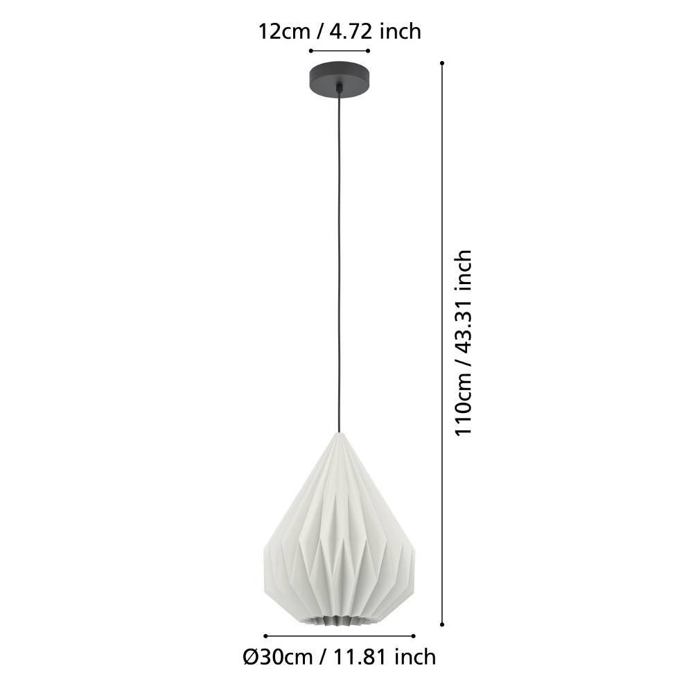 EGLO Hängeleuchte »MINTING«, 1 flammig, Leuchtmittel E27 | ohne Leuchtmittel, Pendelleuchte, Hängeleuchte, Metall in Schwarz, Papier in Weiß, Ø 31cm