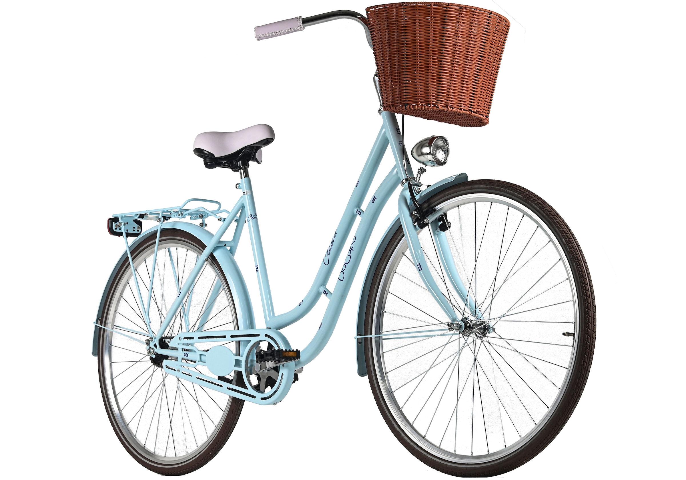 Dacapo Cityrad »Damenrad 28&#x27;&#x27; Classic Premium Blau 1 Gang RH 53 cm mit Korb« 1 Gang ohne Schaltung