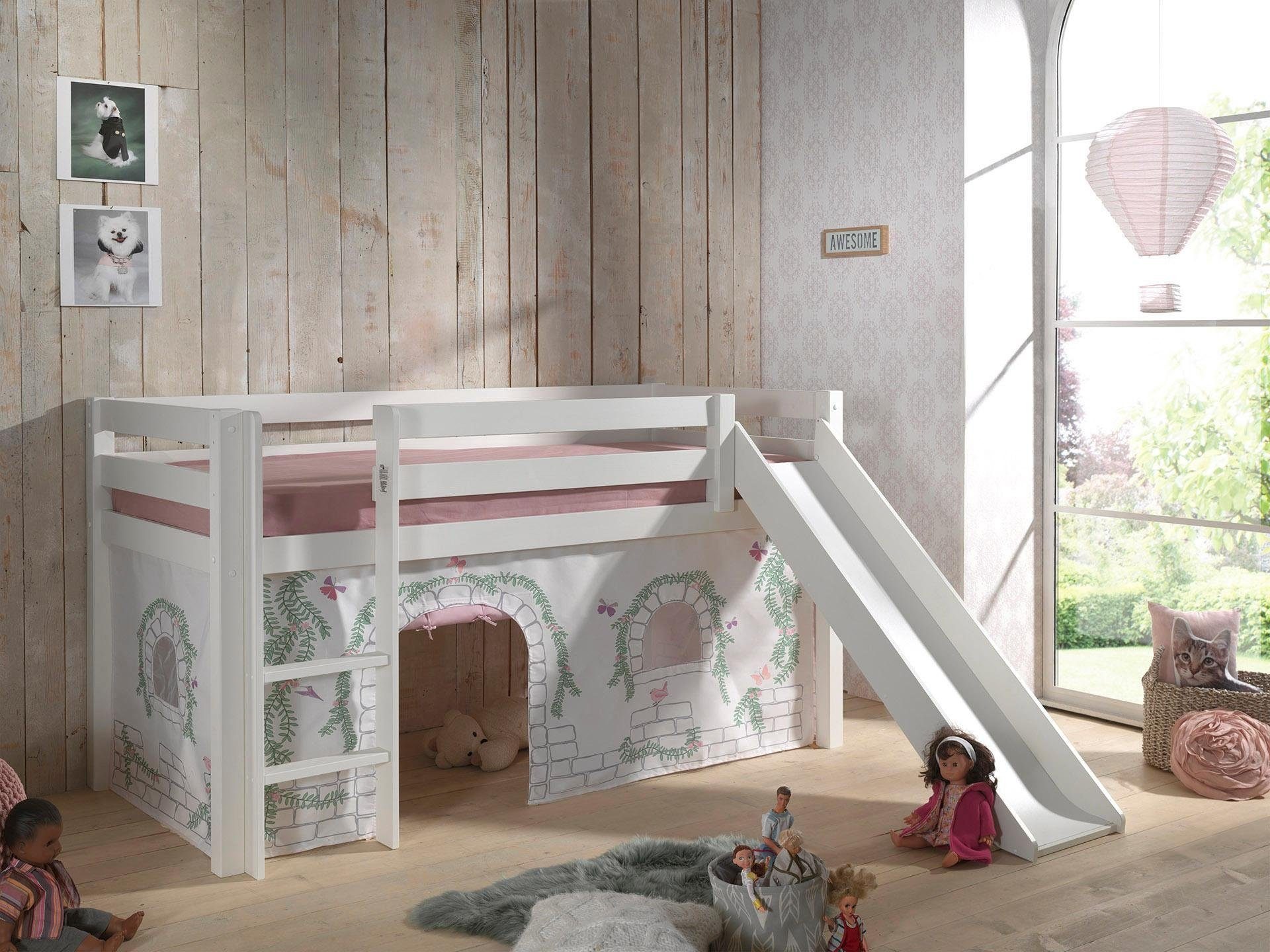 Vipack Hochbett "Pino, Spielbett massiv Kiefer, stabil gebaut, 3 Korpusfarb günstig online kaufen