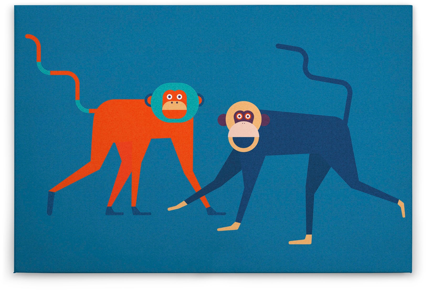 A.S. Création Leinwandbild »monkey business«, Kunst-Tiere-Kinder, (1 St.), Keilrahmen Bild Kunst Affen Bunt Leinwand-Bild Wohnzimmer modern Wand