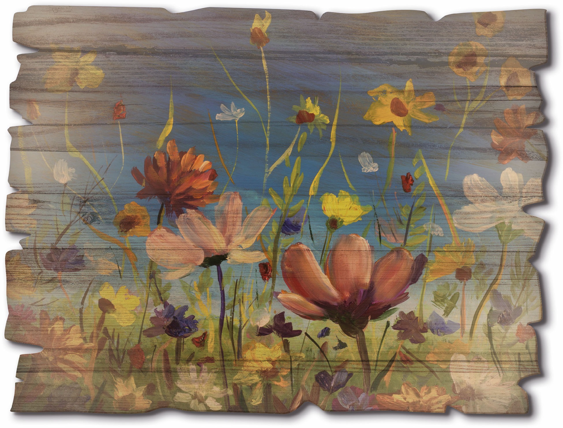 Artland Holzbild »Wildblumenwiese blauer Himmel« Blumenwiese 1 Stk. tlg. günstig online kaufen