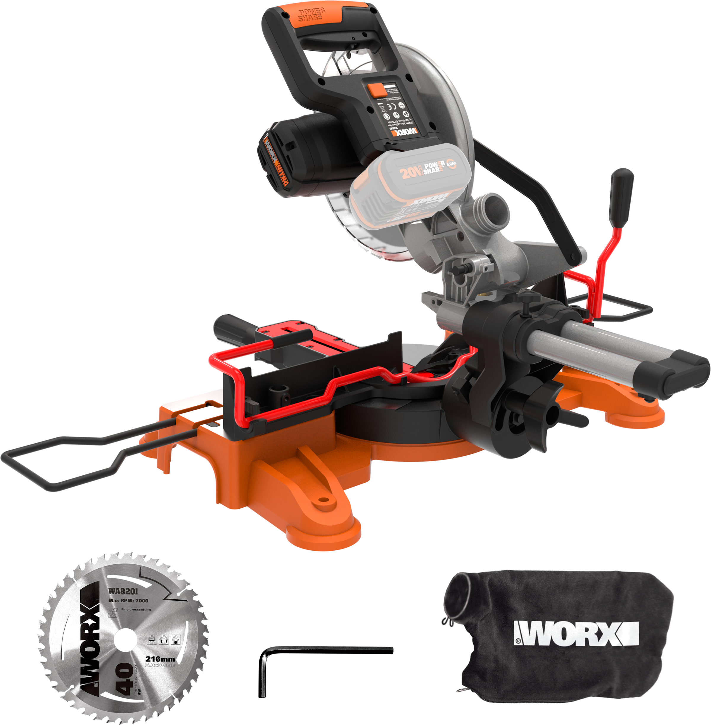 Worx Paneelsäge »WX845.9 NITRO«, multifunktional, 0-45° Schrägschnitte, ohne Akku & Ladegerät