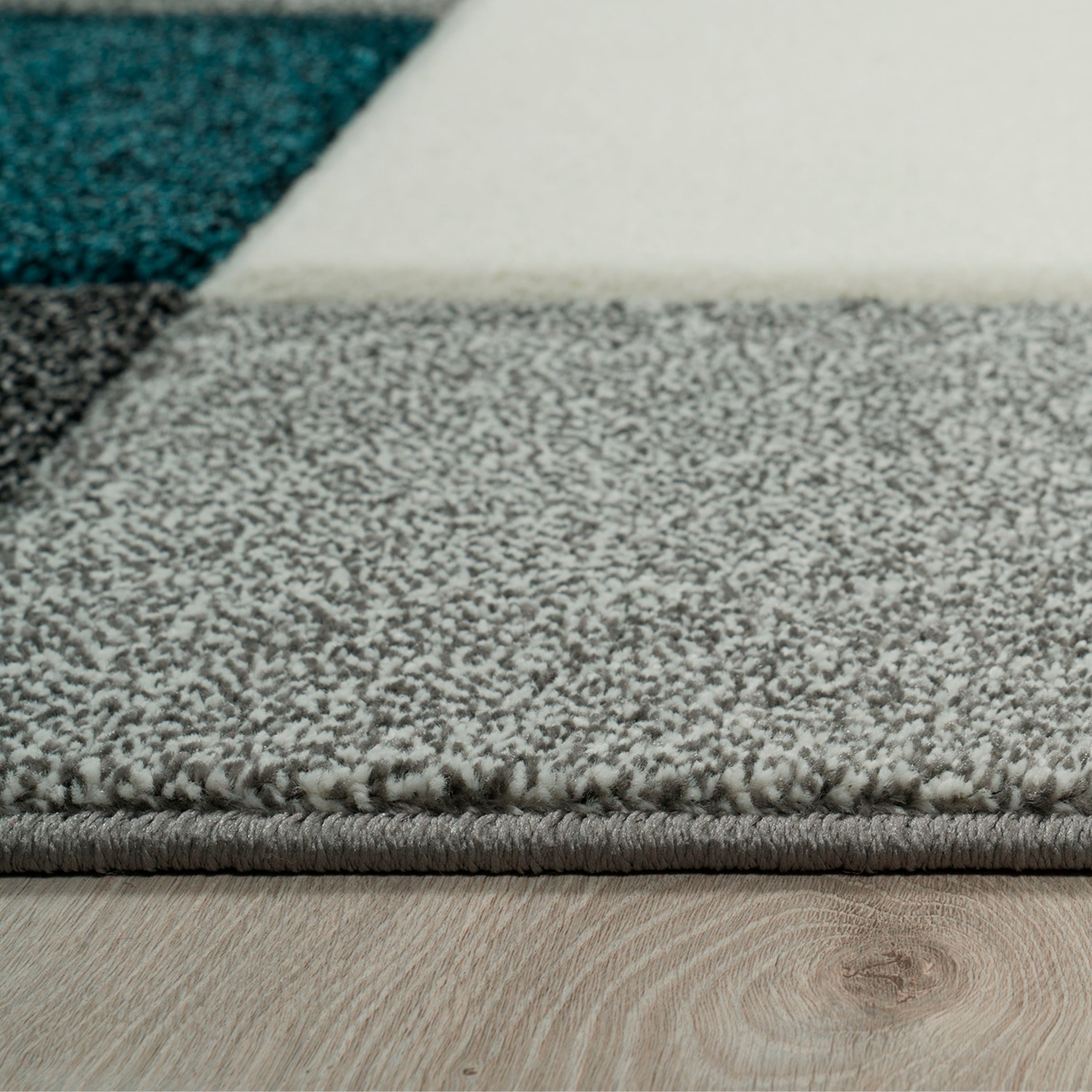 Paco Home Teppich »Brilliance 656«, rechteckig, 17 mm Höhe, Kurzflor, modernes Karo Design, handgefertigter Konturenschnitt