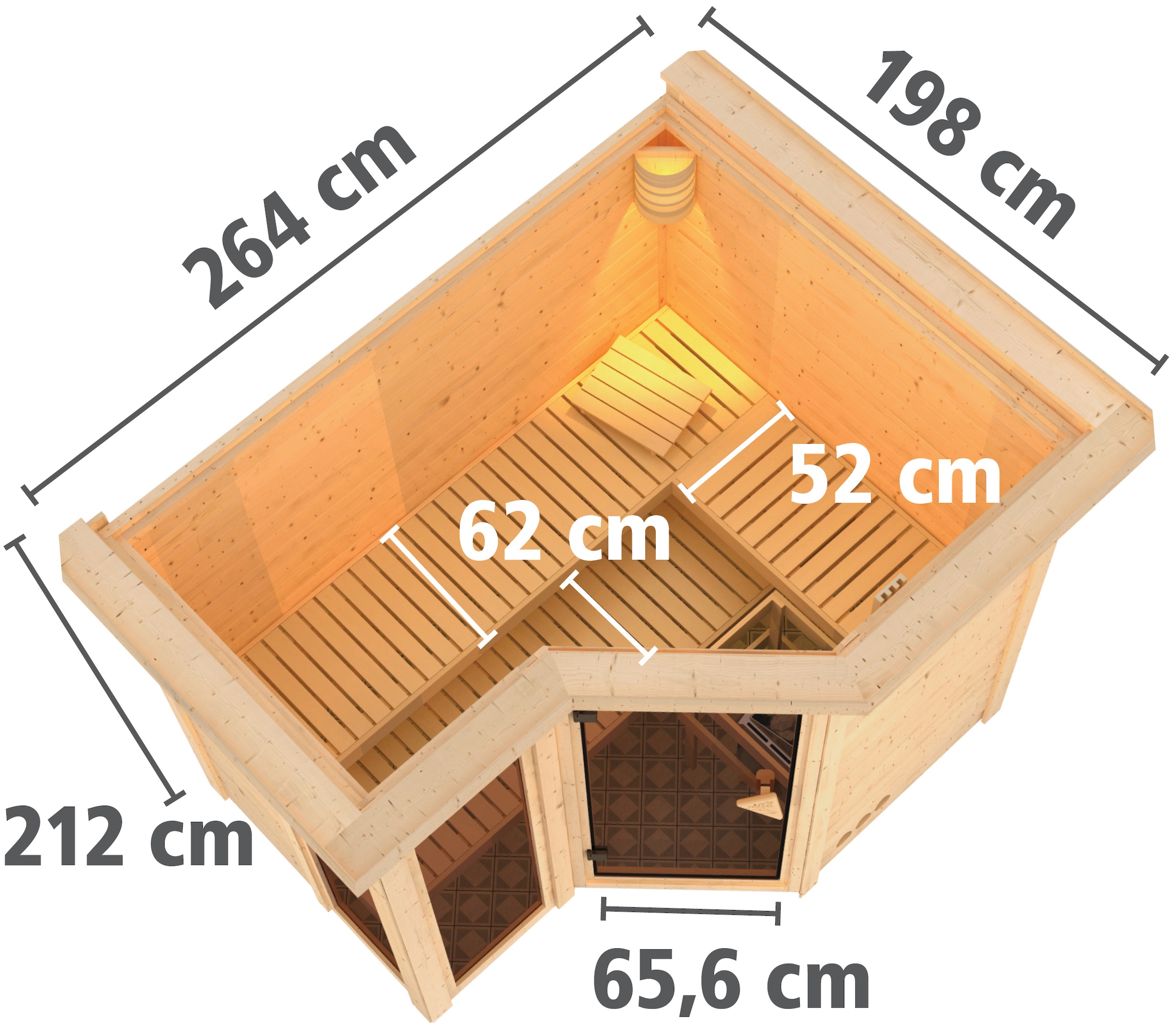 Karibu Sauna »Amada«, 9-kW-Ofen mit integrierter Steuerung