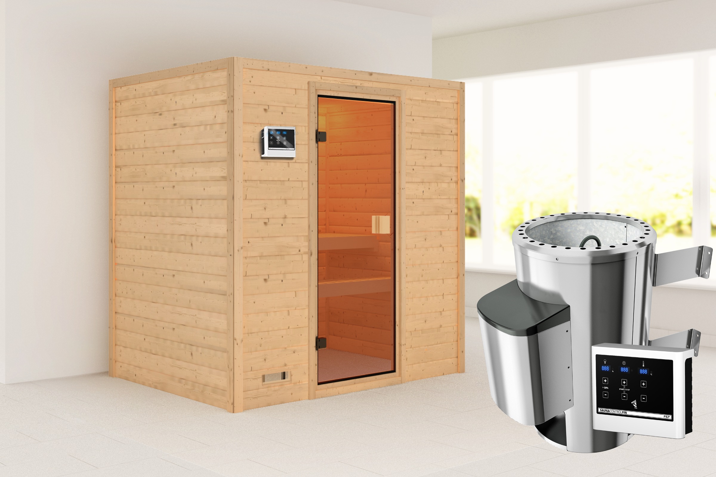 Karibu Sauna »"Sunie" mit bronzierter Tür, naturbelassen« aus hochwertiger günstig online kaufen
