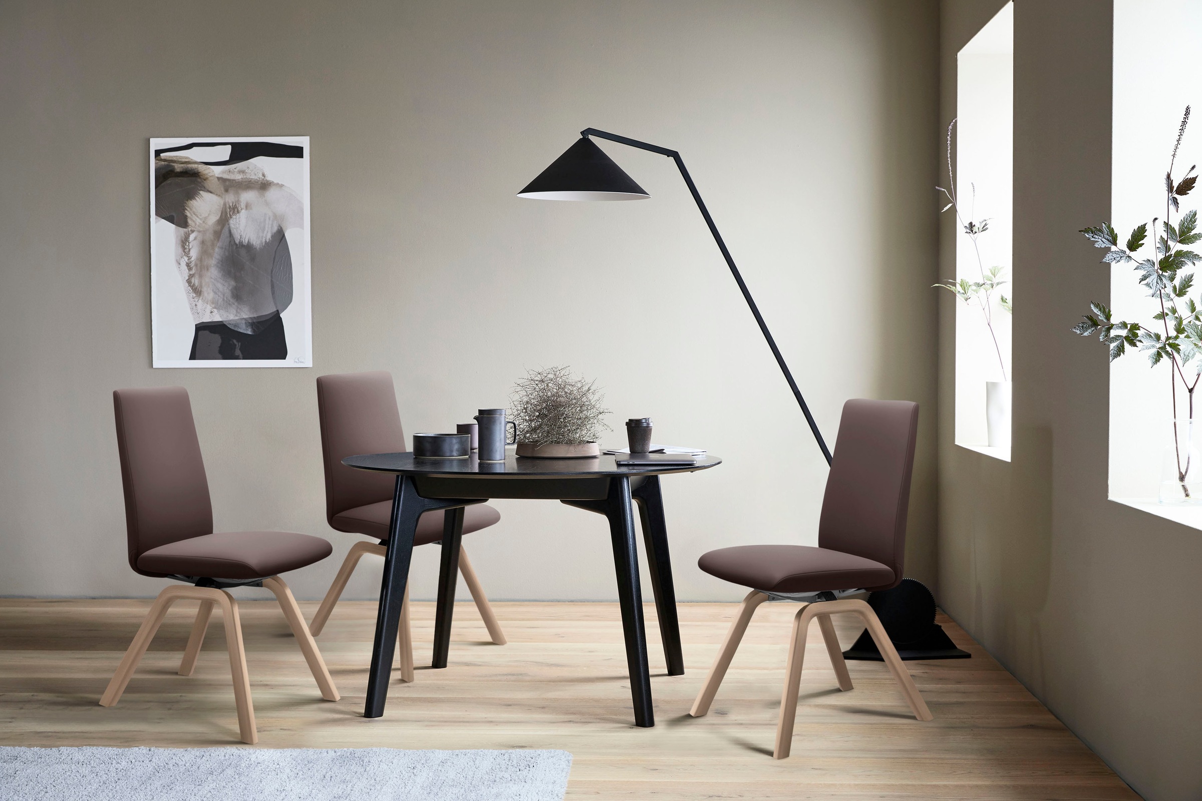 Stressless® Polsterstuhl »Laurel«, Leder PALOMA, Low Back, Größe L, mit schräggestellten Beinen in Eiche natur