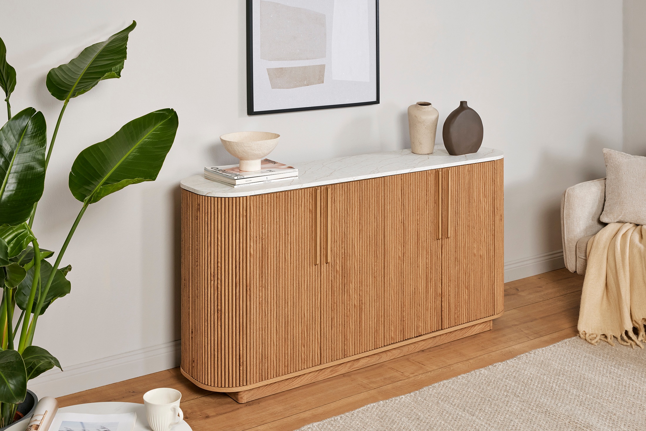 Jahnke Sideboard »STRING SB 160«, (1 St.), Sideboard, 4-türig, Marmor-Look, Breite 159,5 cm