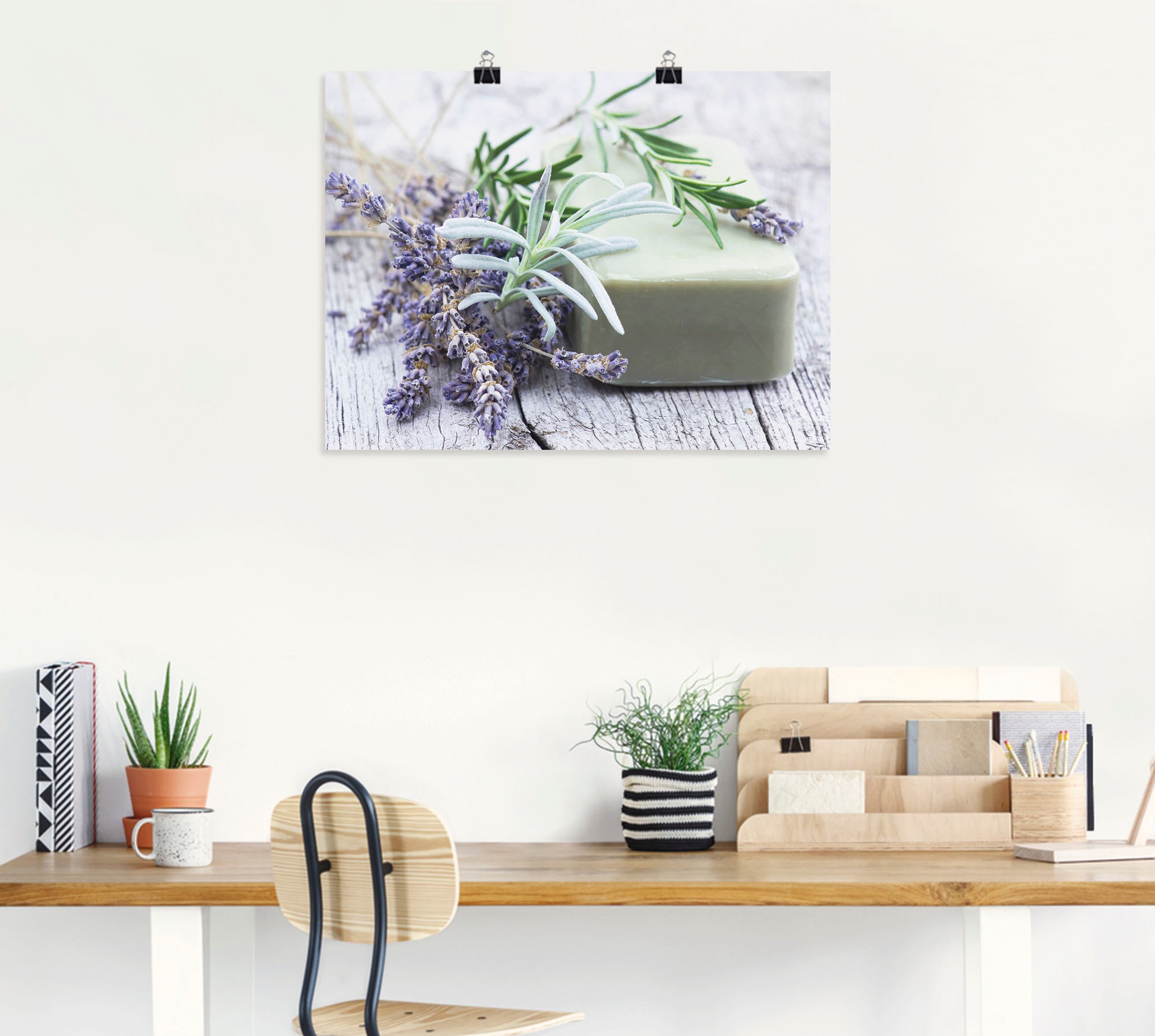 Artland Wandbild »Stück natürlicher Seife mit Kräutern«, Spa, (1 St.), als Leinwandbild, Poster, Wandaufkleber in verschied. Größen