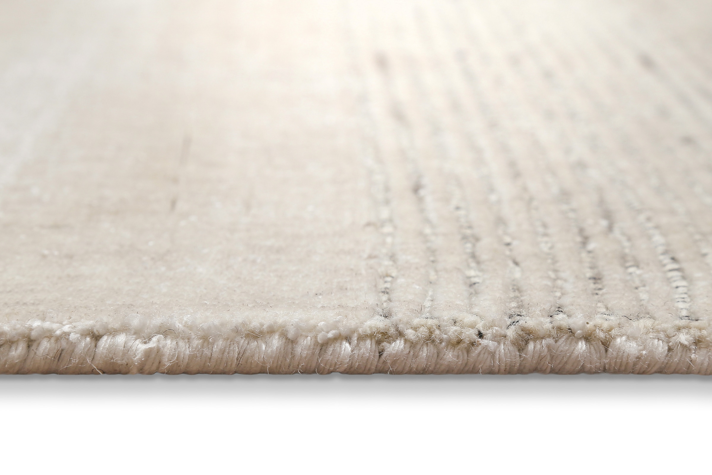 Wecon home Teppich »Seattle« rechteckig 11 mm Höhe Kurzflorteppich, handgewebt, TENCEL & Schurwolle, Streifen, Wohnzimmer