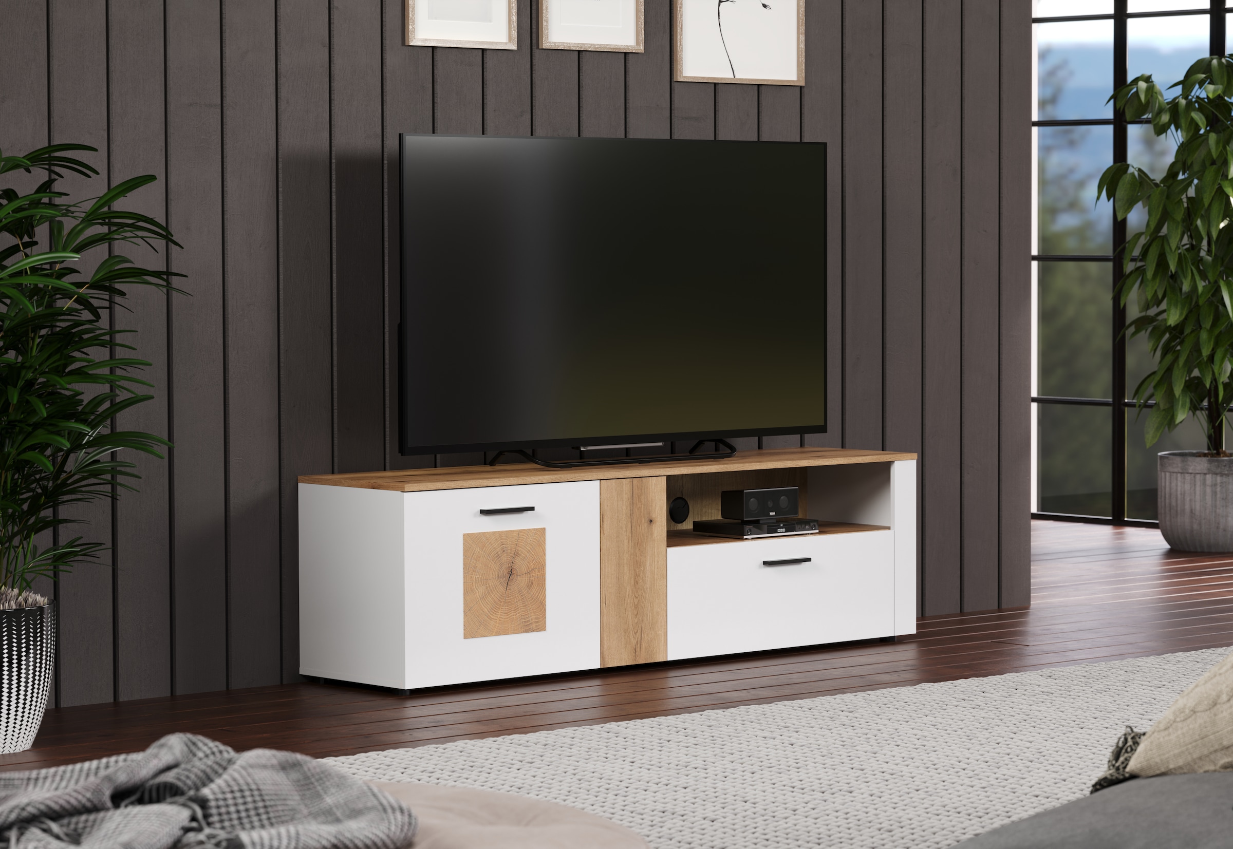 INOSIGN Lowboard »Linz TV-Kommode, TV-Rack«, (1 St.), TV-Lowboard mit Hirnholzapplikationen - B/T/H: 170/42/50 cm