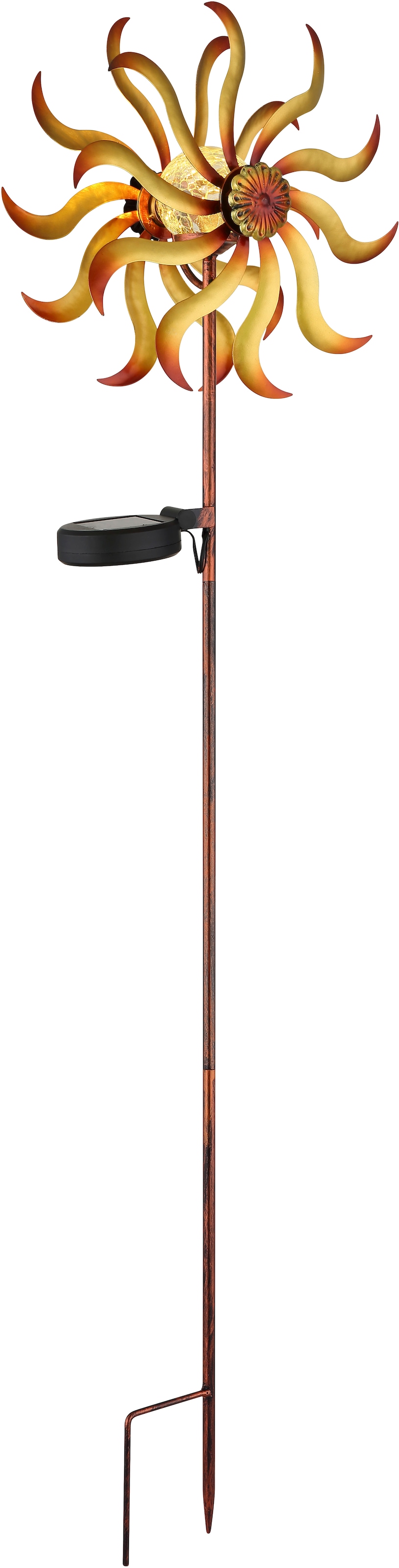 GLOBO LIGHTING LED Solarleuchte »SOLARLEUCHTE METALL GOLDFARBEN PATINIERT, 1XLED« LED-Modul 1 Stk. Warmweiß Solar Garten Terrasse Außenbeleuchtung Dekoleuchten