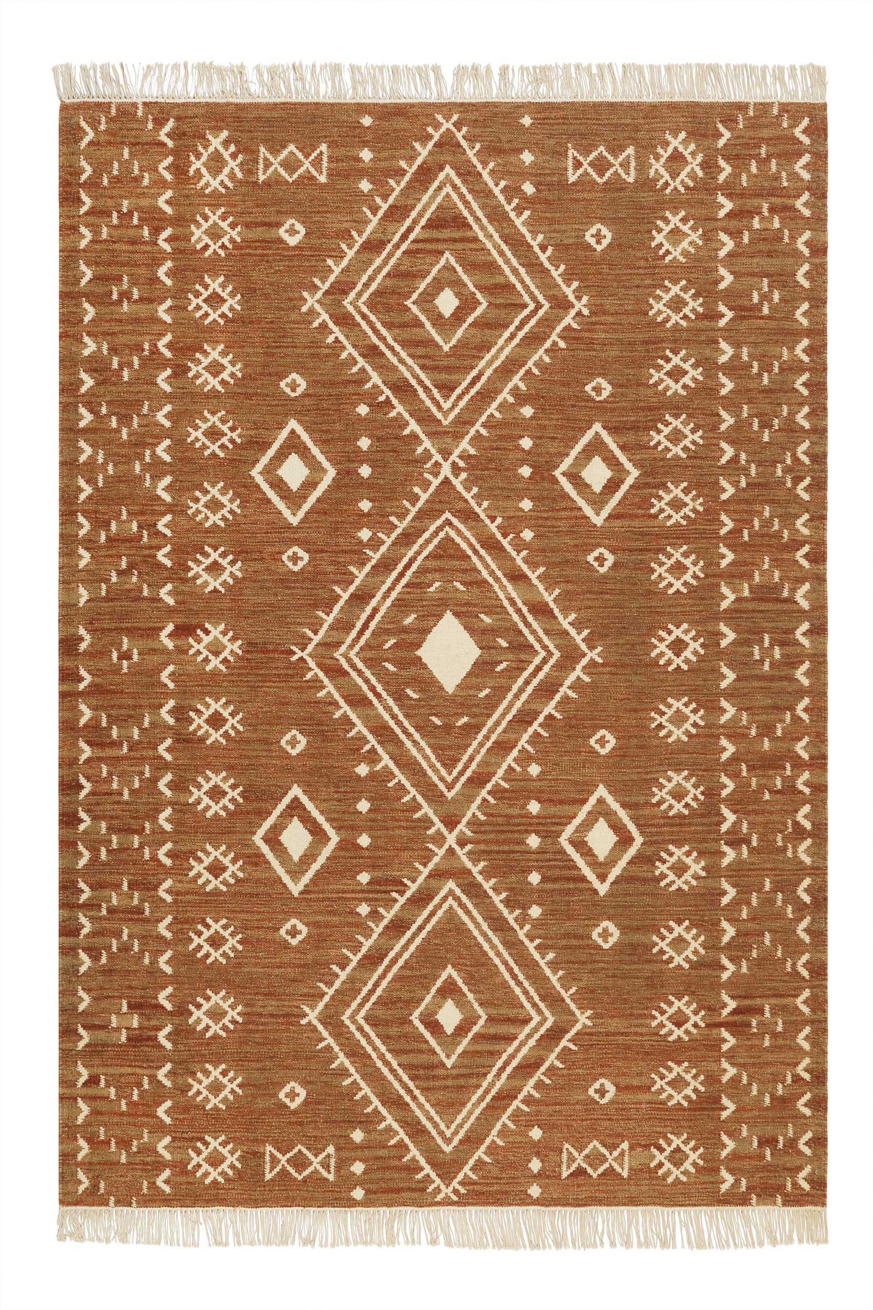 Green Looop Teppich »Monaco GL-82103«, rechteckig, 5 mm Höhe, handgewebter Naturfaserteppich aus 80% Wolle 20 % Baumwolle, Fransen