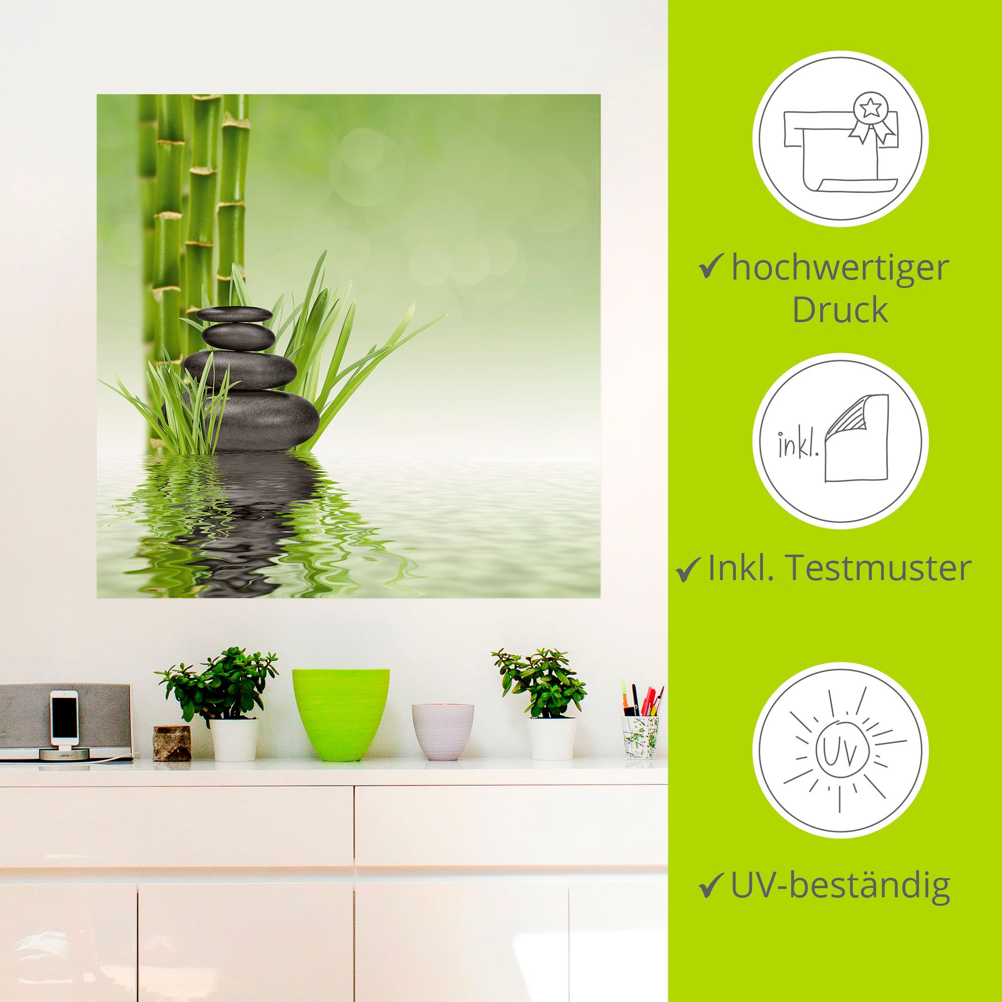 Artland Wandbild »Spa Steine«, Spa, (1 St.), als Alubild, Outdoorbild, Leinwandbild, Poster, Wandaufkleber