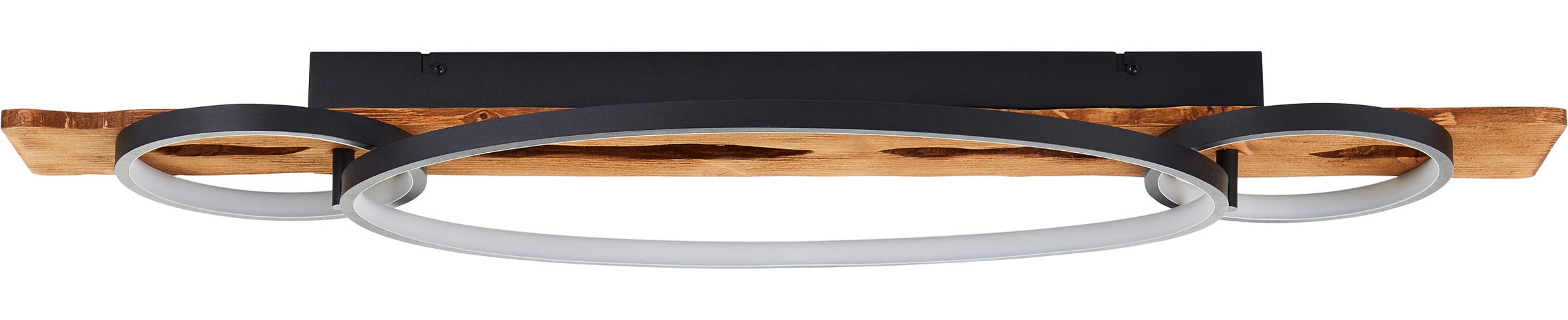 Brilliant LED Deckenleuchte »Pirus« LED-Modul 1 Stk. Warmweiß 90 x 30 cm, 4600 lm, 3000 K, 3-Stufen dimmbar, Holz/Metall, schwarz