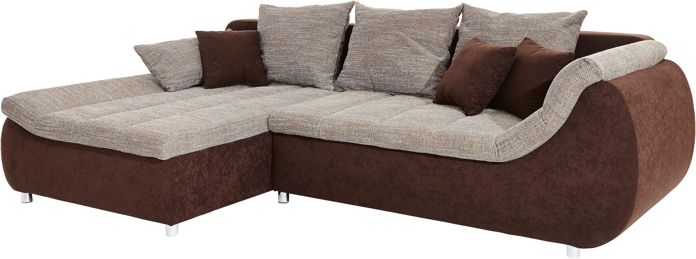 INOSIGN Ecksofa »Imola elegant und bequem, aktuelle Steppung im Sitz, L-Form«, wahlweise mit Bettfunktion