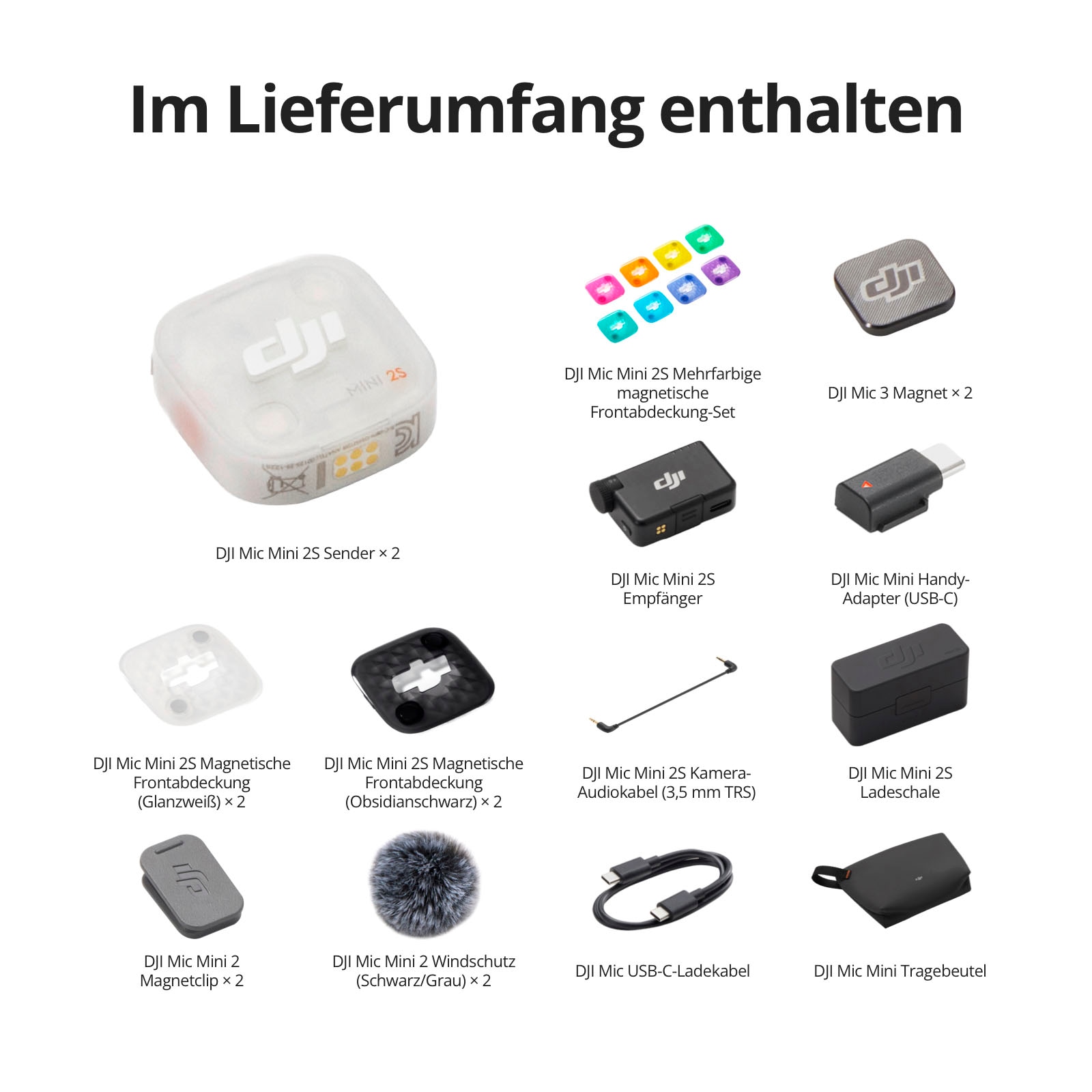 DJI Mikrofon »Mic Mini 2S (2 TX + 1 RX + Charging Case)«
