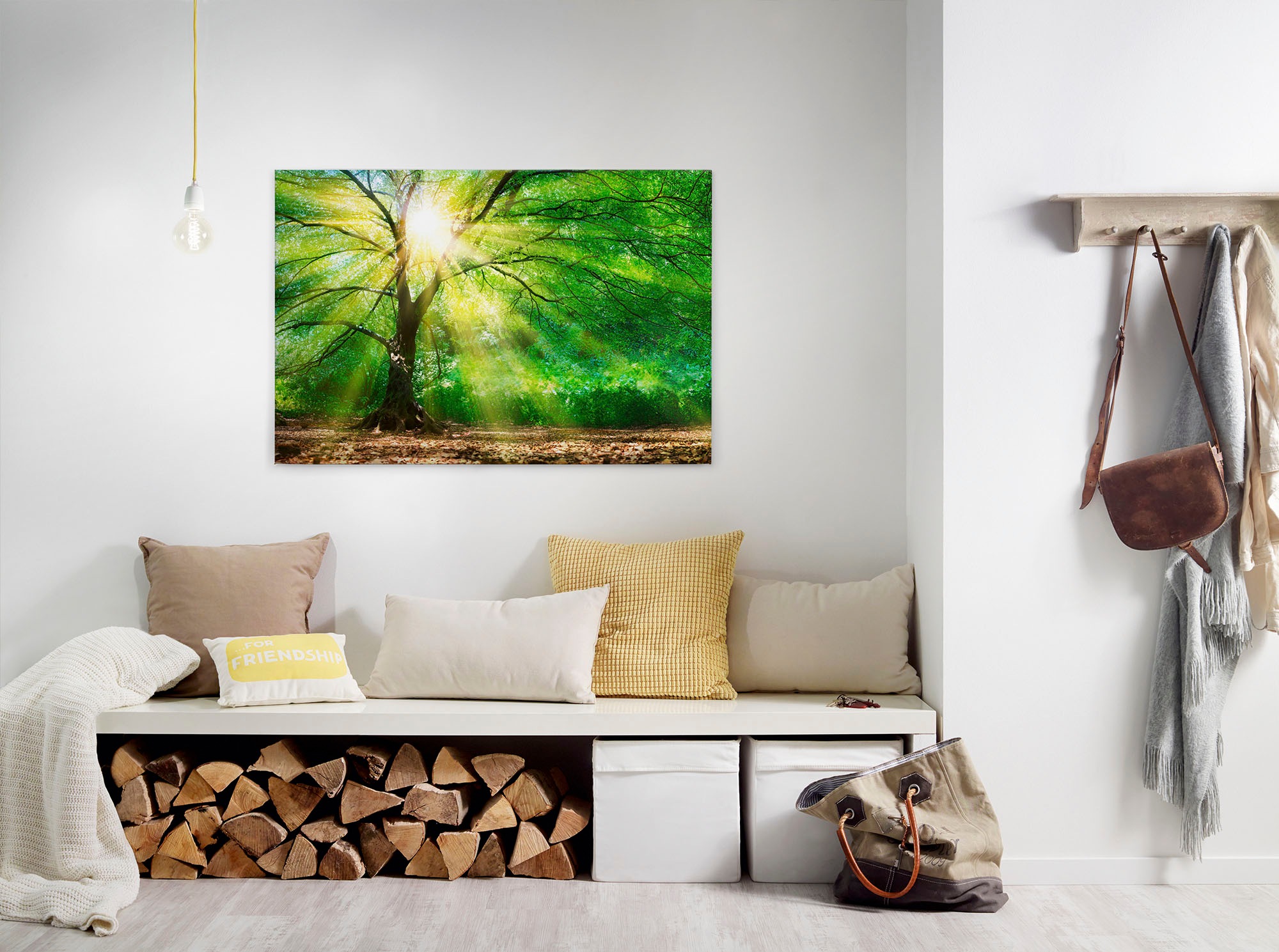 Bricoflor Leinwand Bild Mit Baumkrone Und Sonne Grünes Leinwandbild Ideal F günstig online kaufen