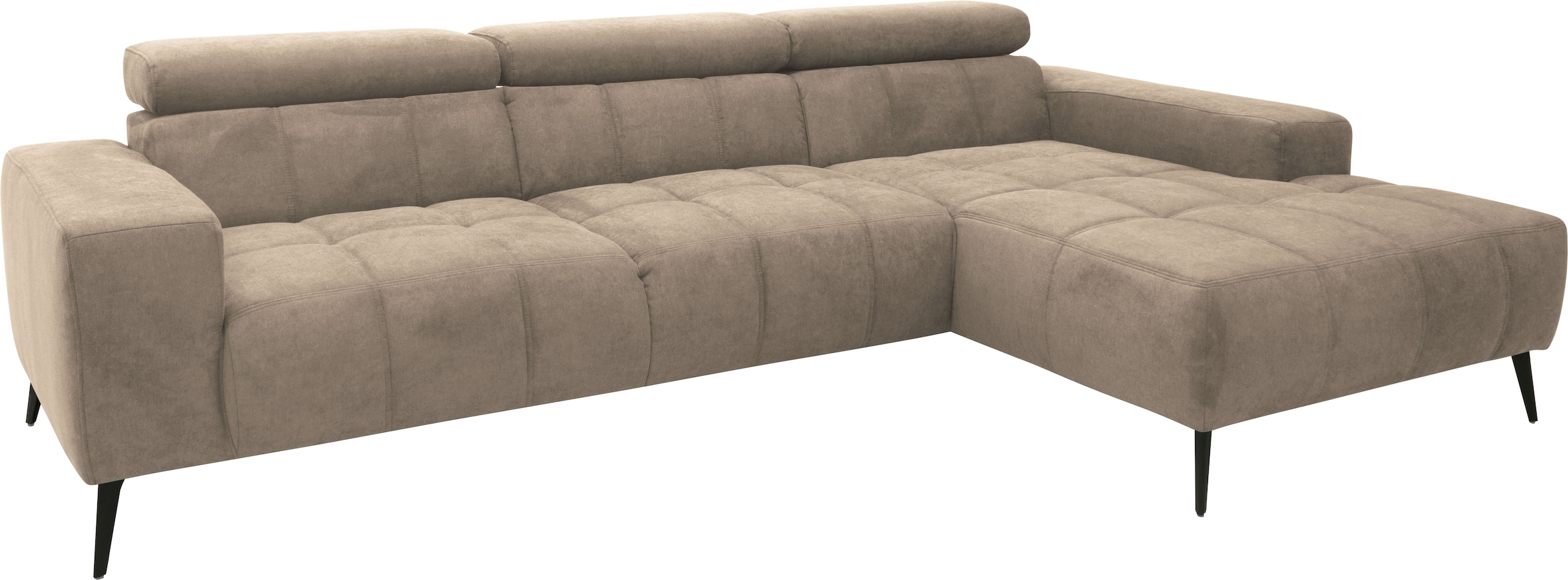 DOMO collection Ecksofa »Trento L-Form, mit Kufenfuß oder Einzelfuß«, wahlweise mit Kopfteilverstellung, Recamiere links/rechts bestellbar