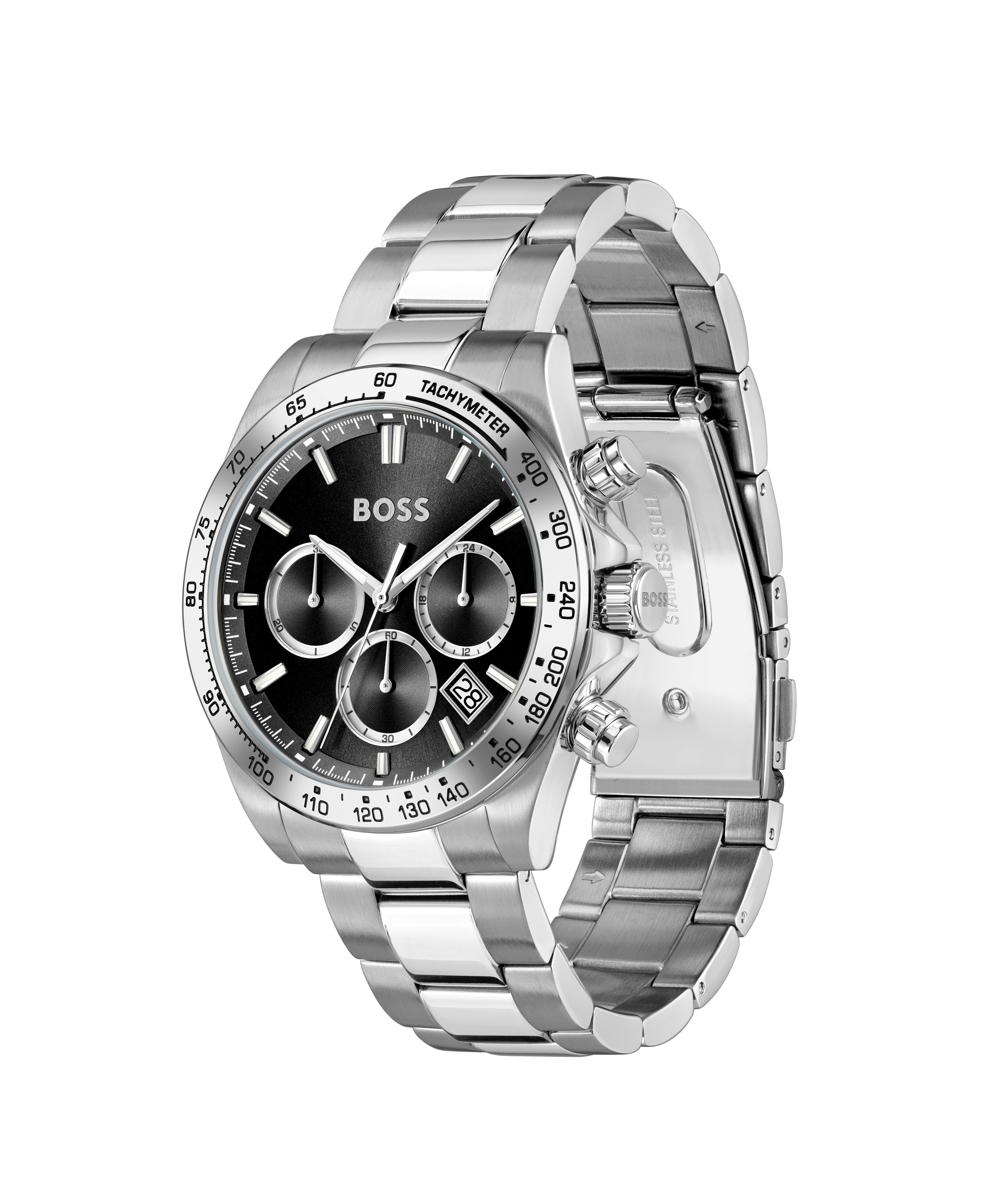 BOSS Chronograph »HERO 2.0«, Quarzuhr, Armbanduhr, Herrenuhr, Edelstahlarmband, analog, Tag