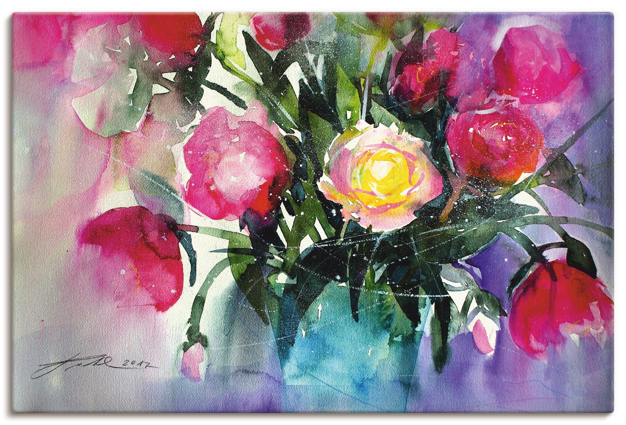 Artland Wandbild »Pfingstrosen in Vase«, Arrangements, (1 St.), als Leinwan günstig online kaufen