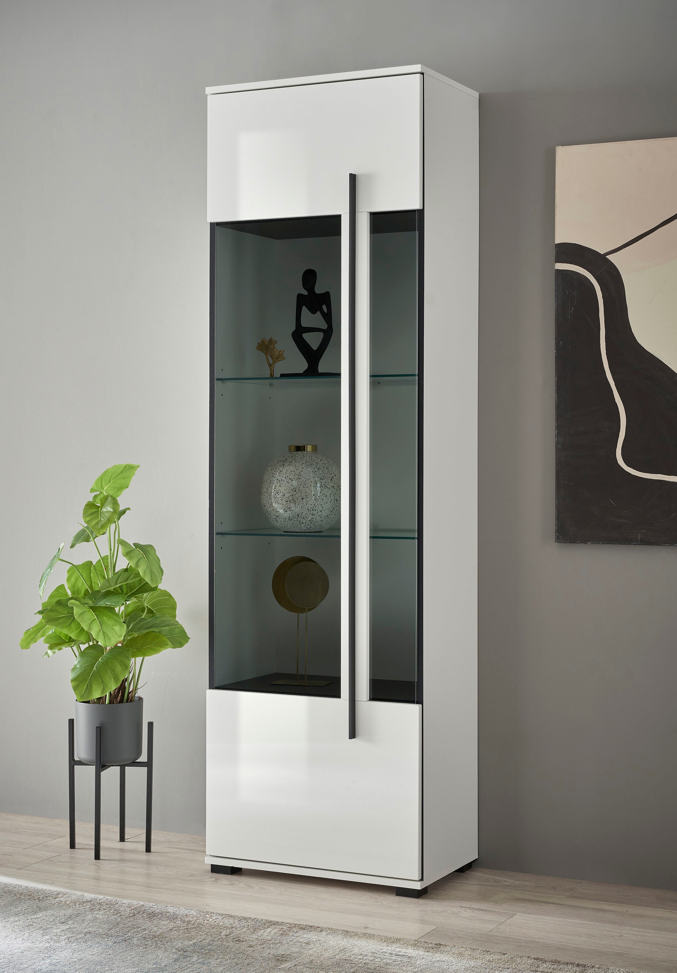 INOSIGN Vitrine »Cantara, Vitrinenschrank in Eiche Evoke oder weiß, Standvi günstig online kaufen