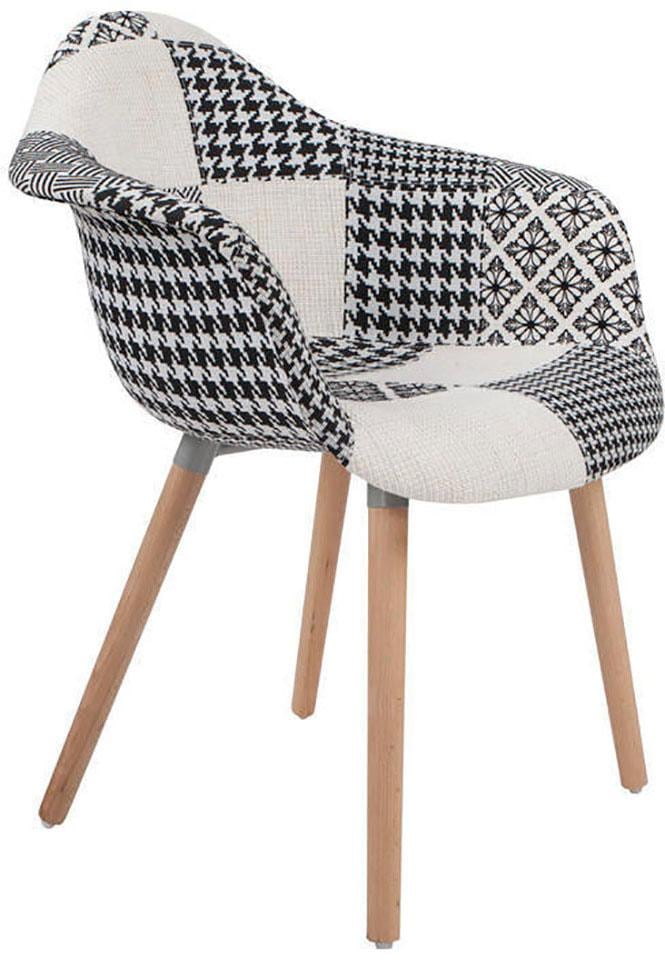 Kayoom Polsterstuhl »Stuhl Dave 110 2er-Set Multi, bequemer Stuhl mit Patchwork-Muster«, (Set), 2 St., stilvoll, elegant, elegante Naturholzbeine, attraktive Farbkombination