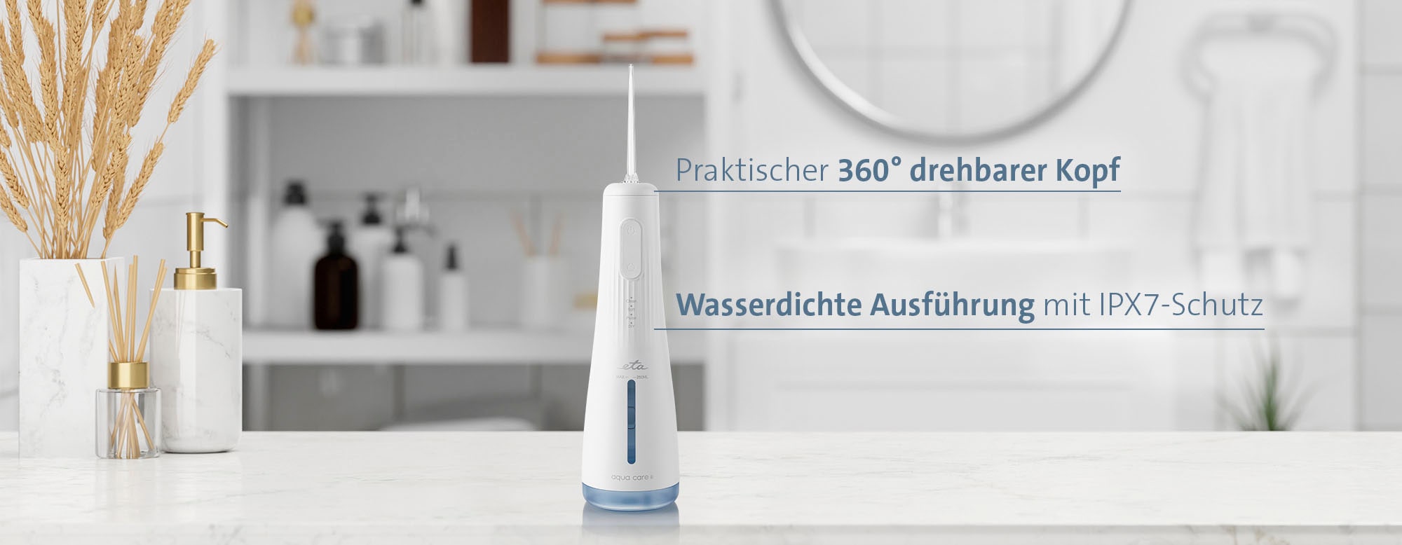 eta Zwischenraumreiniger »Aqua Care II ETA470890000«, 2 St. Aufsteckbürsten, Munddusche für Zuhause, 4 Reinigungsmodi, Li-Ionen Akku