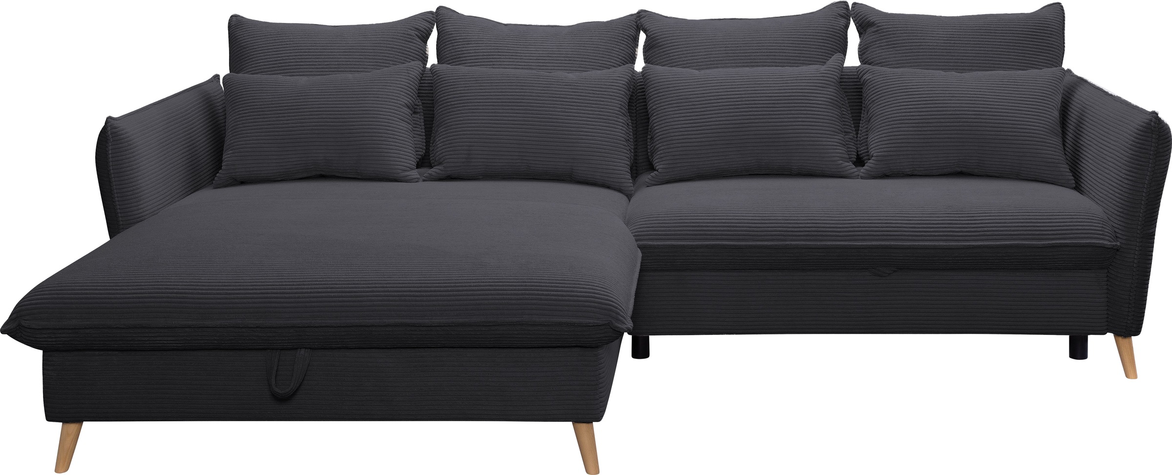 exxpo - sofa fashion Ecksofa »WALPY, elegant & modern, bequem, schmale Armlehnen, Breite 274cm« L-Form, wahlweise mit Bettfunktion und Bettkasten, in Cord