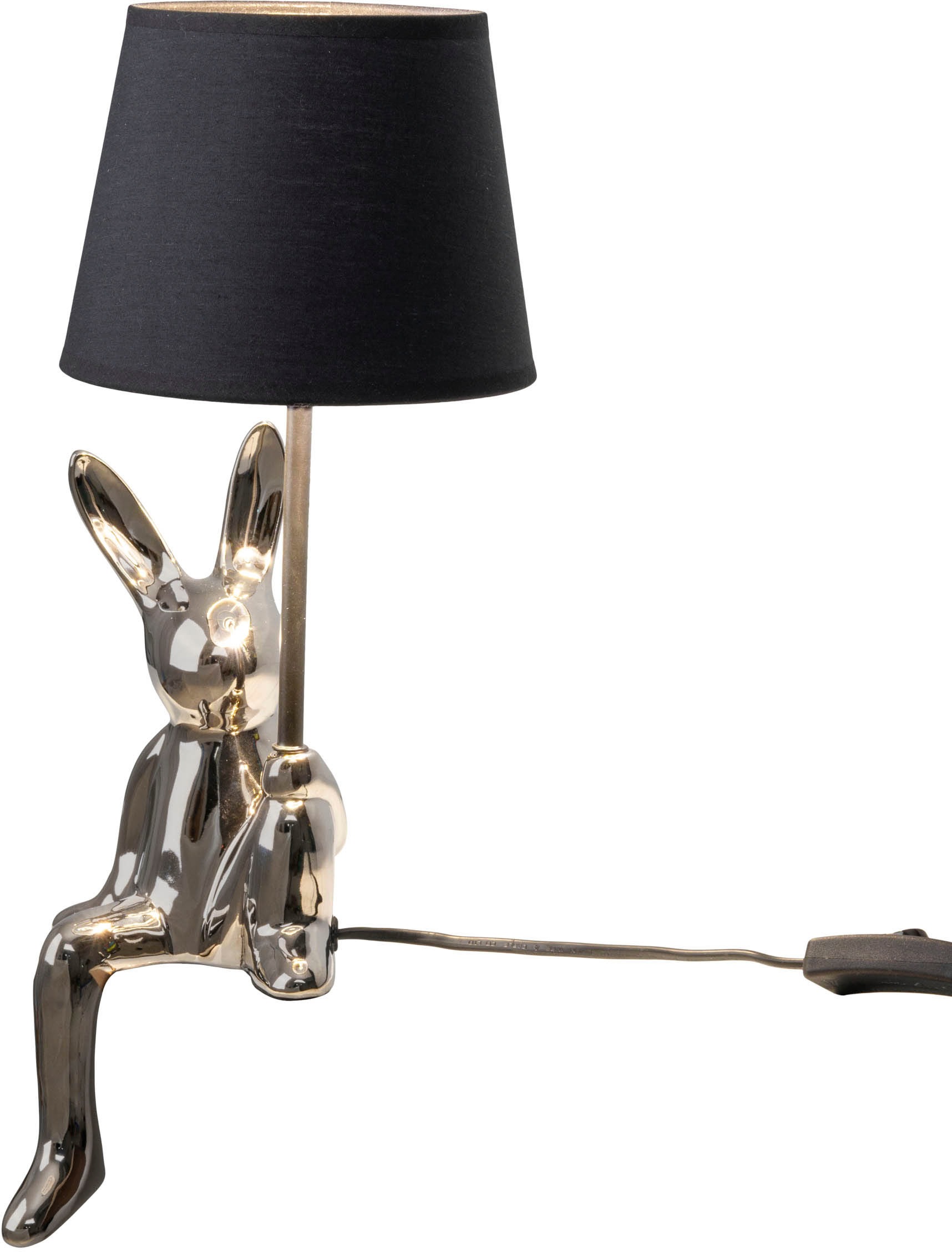 näve Tischleuchte »Helge Hase«, 1 flammig, Leuchtmittel E14 | ohne Leuchtmittel, Osterhase, Keramikfuß, Textilschirm schwarz, Ostern, Tischlampe